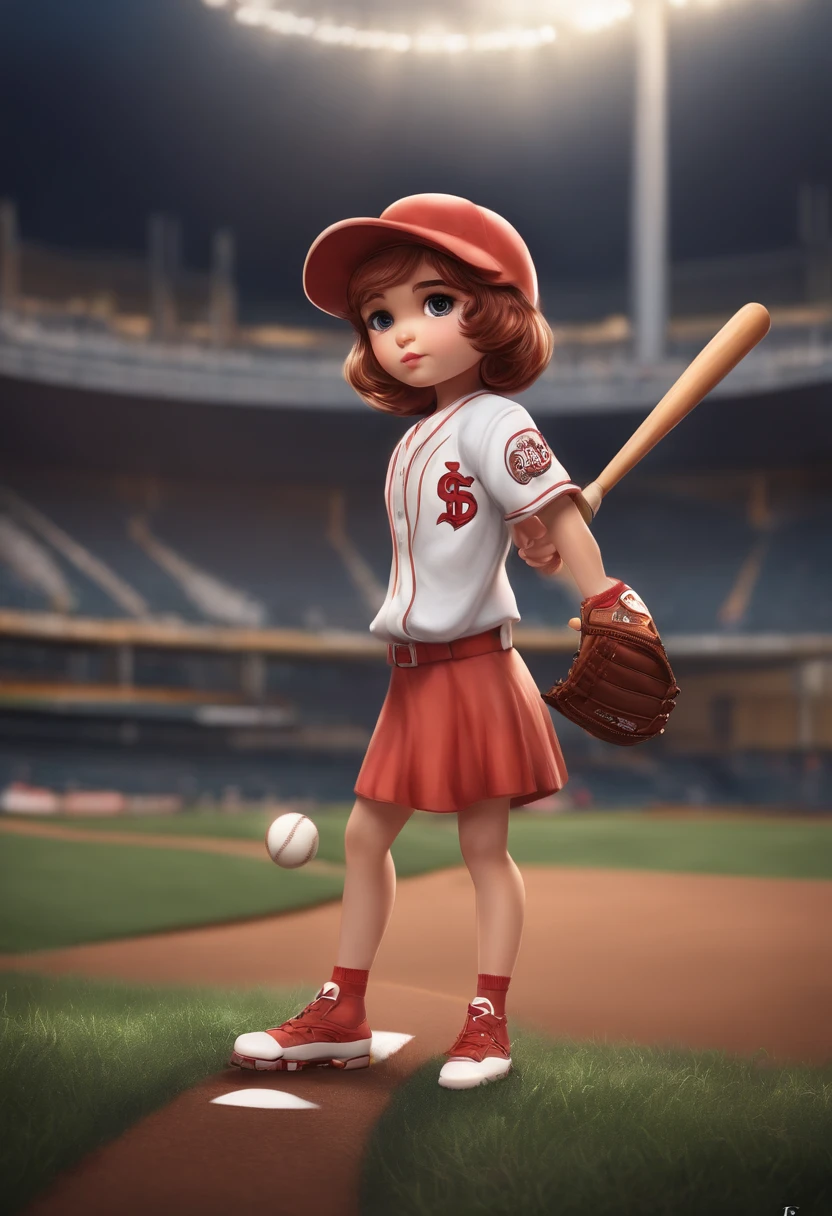 Standing Picture　Lori　short stature　girl with　Anime style　Chibi　Baseball Girl