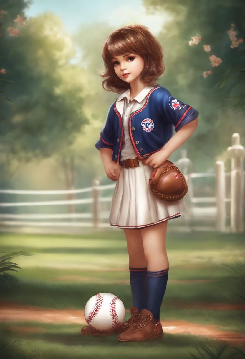 Standing Picture　Lori　short stature　girl with　Anime style　Chibi　Baseball Girl