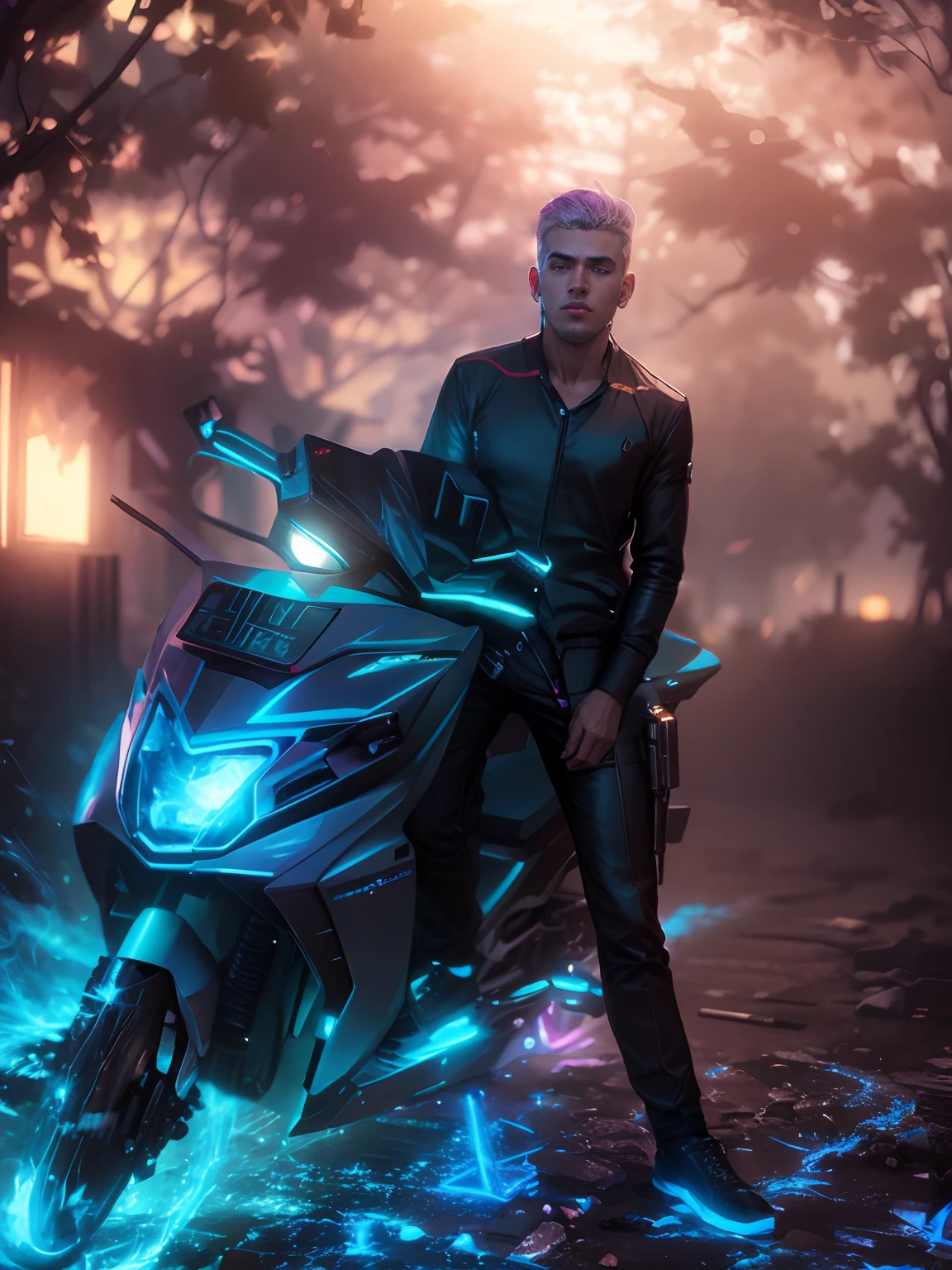 Background change to cyberpunk, handsome boy, ultra realistic, lighting