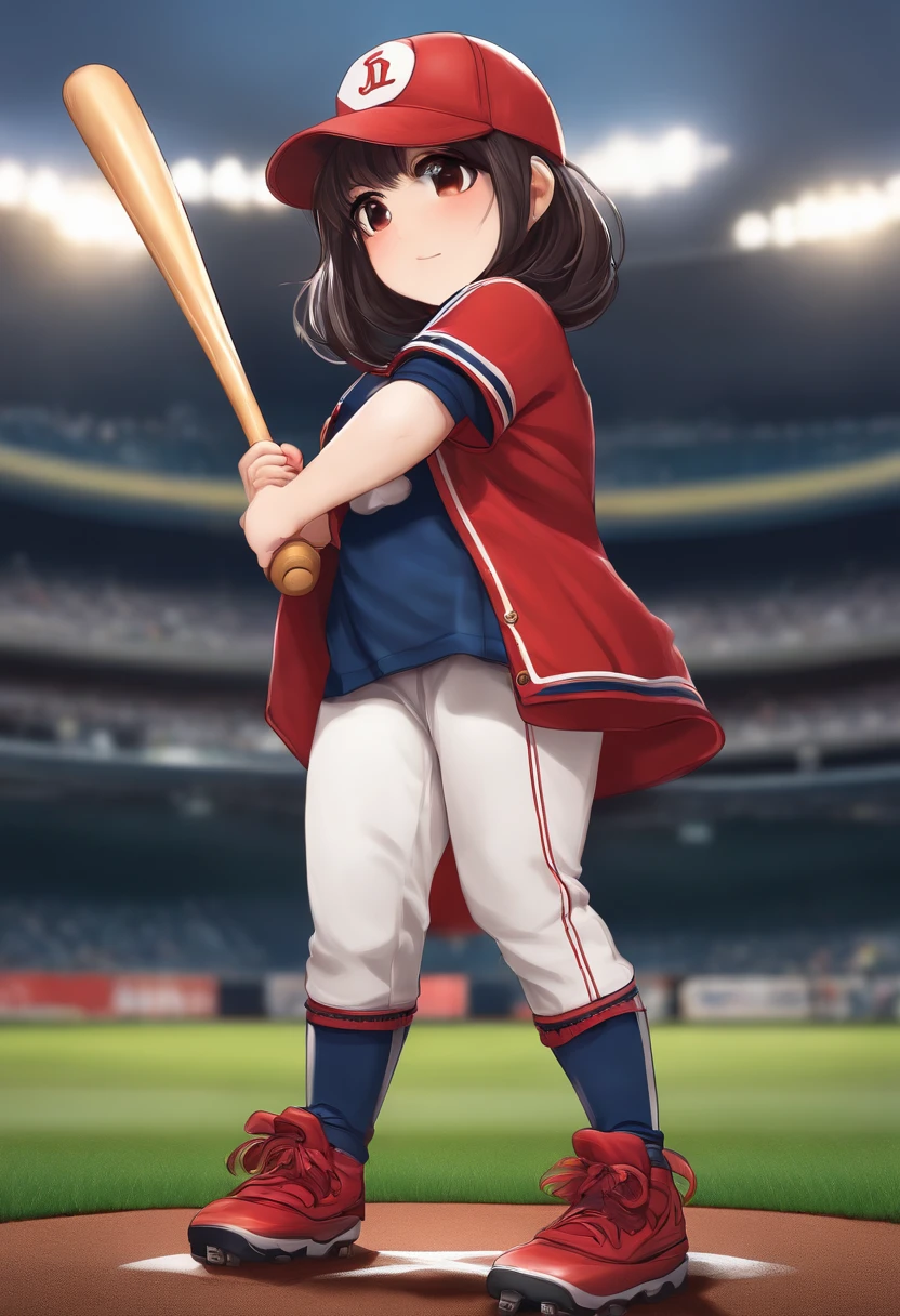 Standing Picture Lori short stature girl with Japan anime style Chibi Baseball Girl