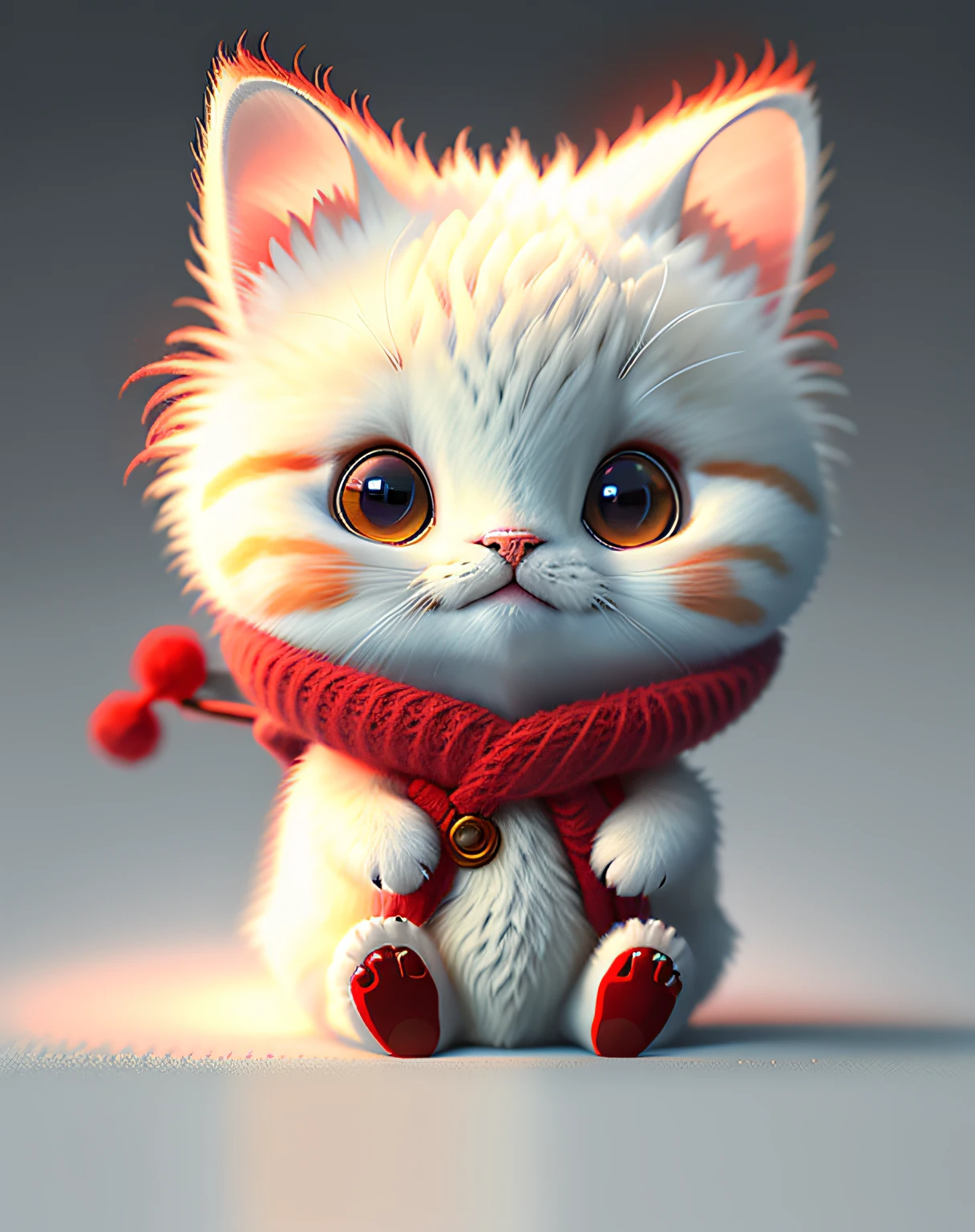 Cat, Bright red, look at a camera, No_The human, depth of fields, ((Empty background)), ((white backgrounid)) Dark_glam, Dressed in DRK_glam, deepshadow, (murky: 1.4), (8K, Raw photo, top-quality, masterpiece: 1.2), Logo, vector, Line Graphics, Design, inspiration, straight line, symmetry