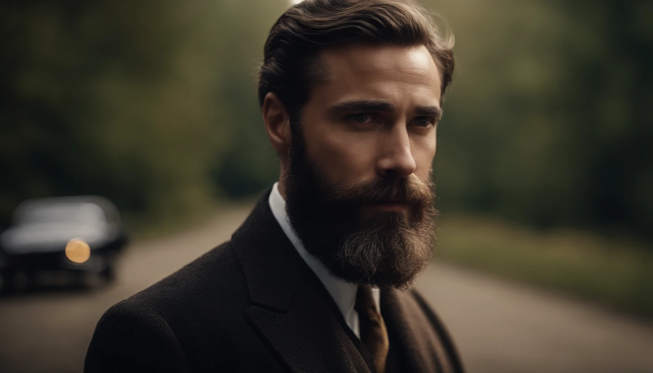 Realistic high image quality、30's man、bearded、Facing the camera