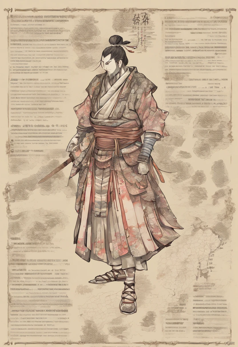 Draw a Japan samurai wearing a haori in anime style with a whole body。Put it up to the toes of both feet.。Make sure your left hand rests on your left hip.。