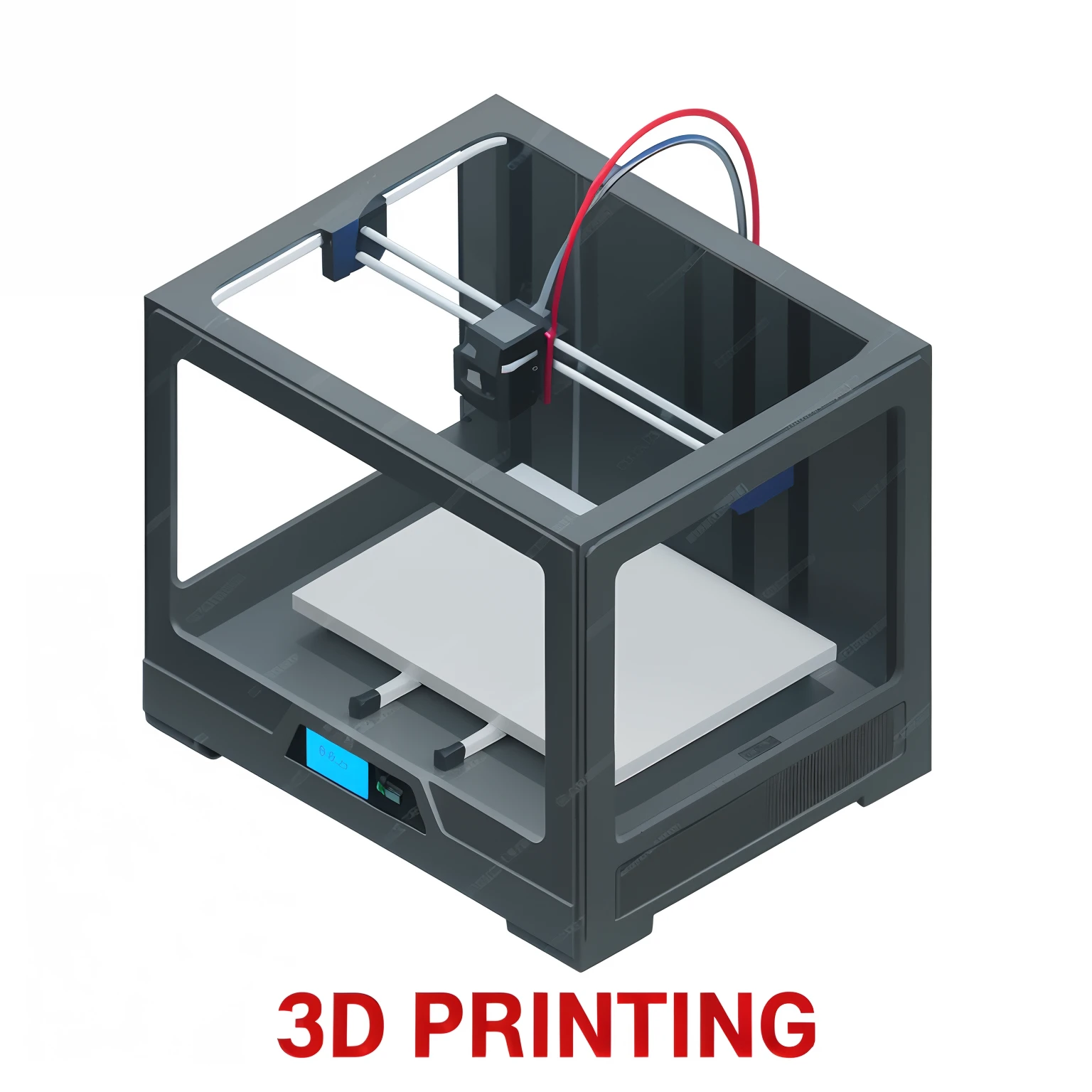 3D printer with the word 3D printed, Impresso em 3D, Impresso em 3D, high detailed print, black 3 d cuboid device, high resolution print, 3 d filament, 3d product, Impresso em 3D, 3 D vector, print, hq print, High-quality printing, 3 D 插图, 3D illustration, three dimensional