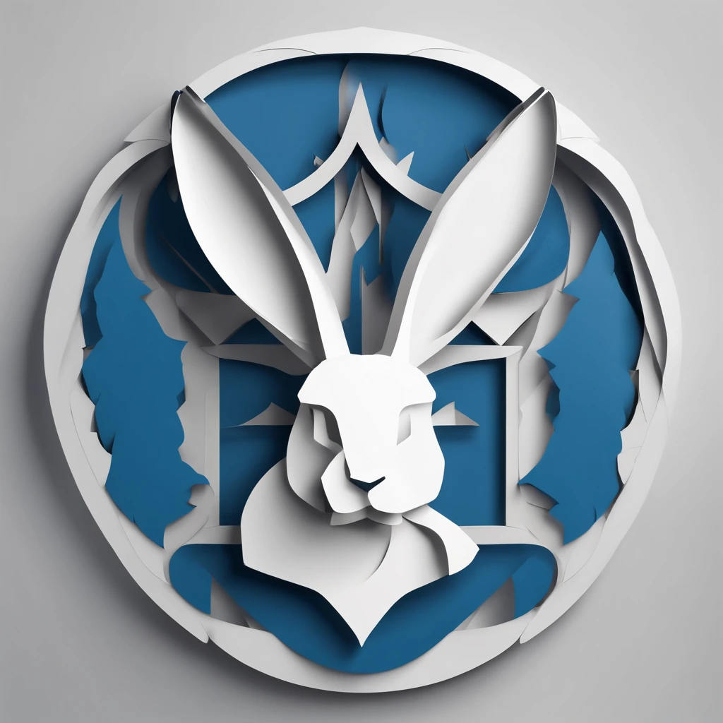 vector style, Logotia, Flat Paper Cutting Style，((playboy ))，portraite of a，black & Blue，paper，Color Blocking，((Round shape))