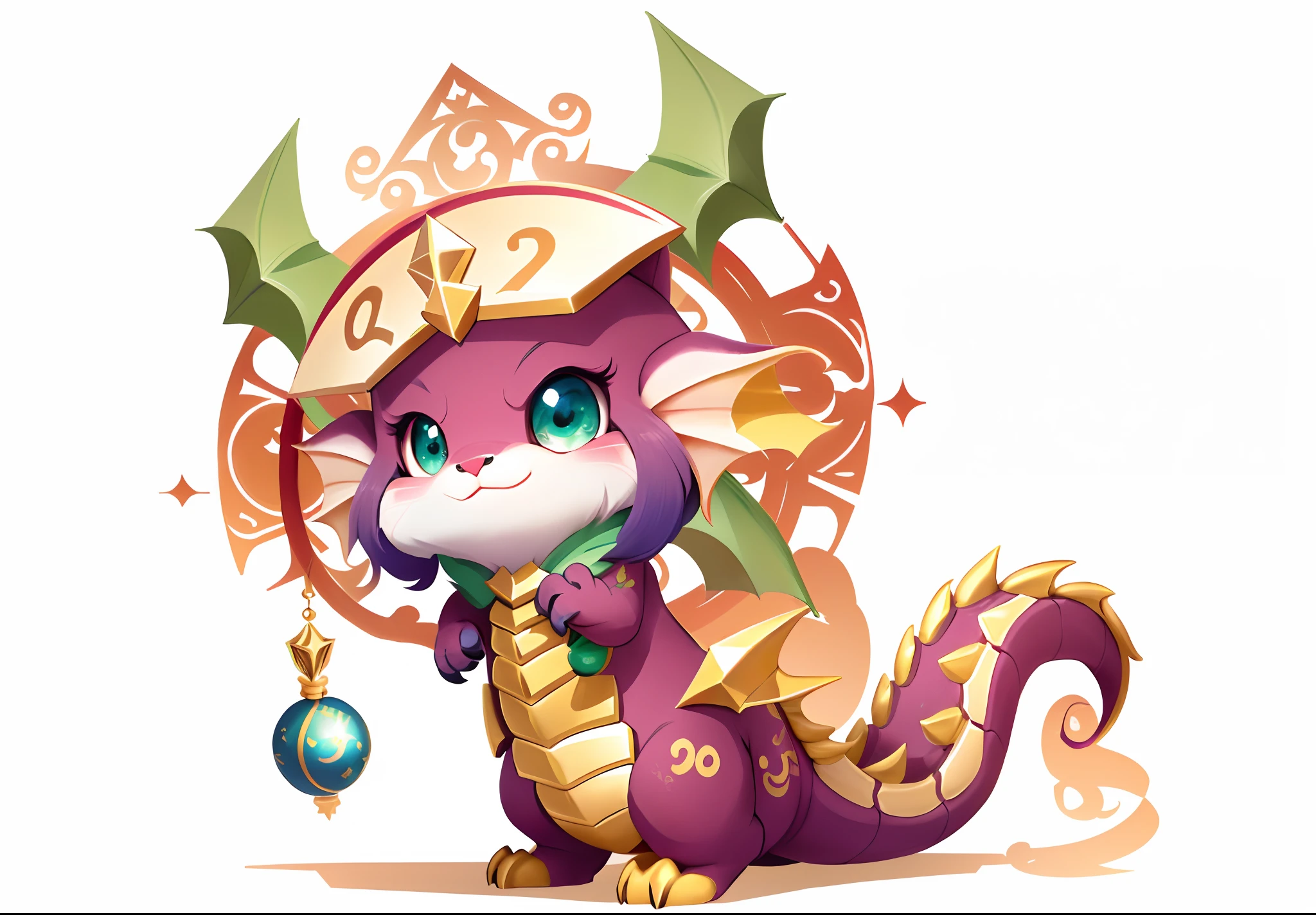 Zodiac dragon,Cute dragon,cartoony,New Year's theme,high detal,flat drawing