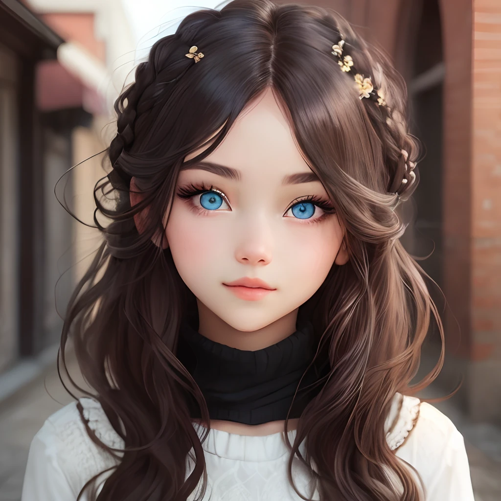 a girl with beautiful hair and beautiful eyes.