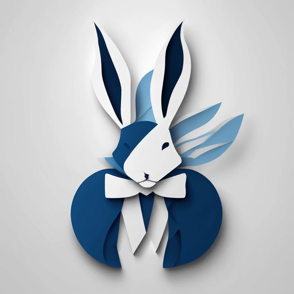 vector style, Logotia, Flat Paper Cutting Style，((playboy ))，portraite of a，black & Blue，paper，Color Blocking，((Round shape)), Perfectly proportioned, Professional Designer,