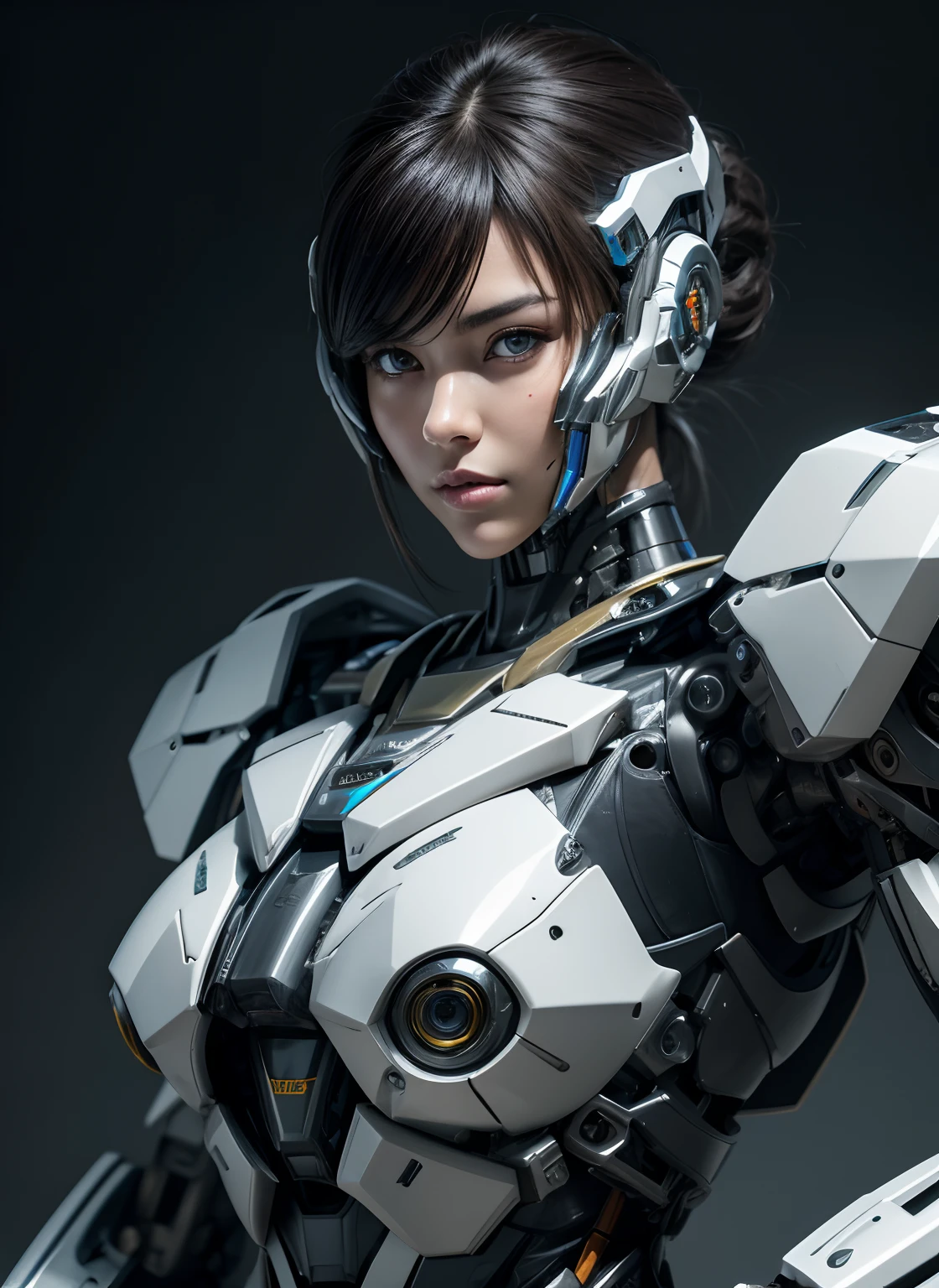 a close up of a person in a costume flying through the air, unreal engine render + a goddess, of a beautiful female warframe, mechanized valkyrie girl, porcelain cyborg armor, with futuristic gear and helmet, futuristic clothing and helmet, wearing techwear and armor, girl in mecha cyber armor, gynoid cyborg body, akihiko yoshida. unreal engine