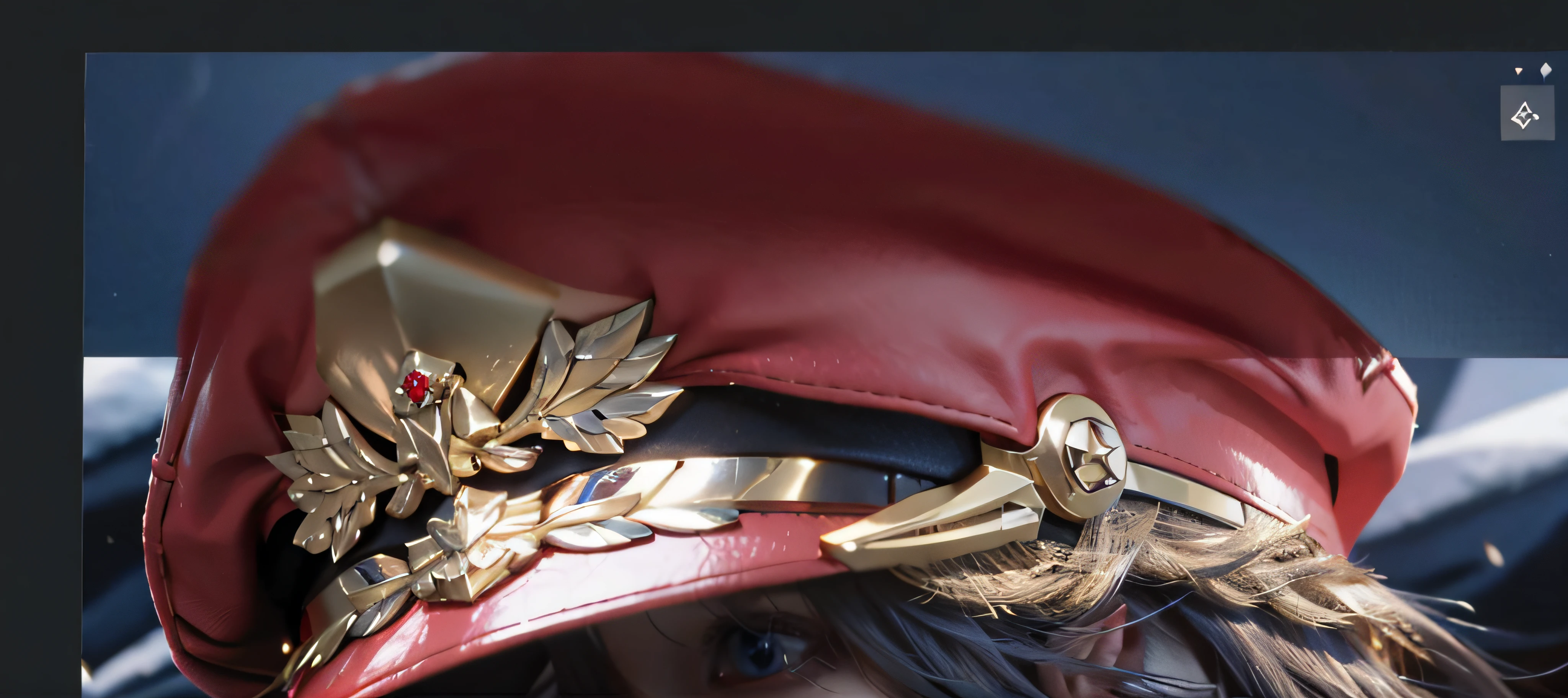 Ultra HD, 8K quality, Frontal capture, Unreal Engine 5,Wearing a military cap，Military uniform temptation，Bright red tones，Red military cap