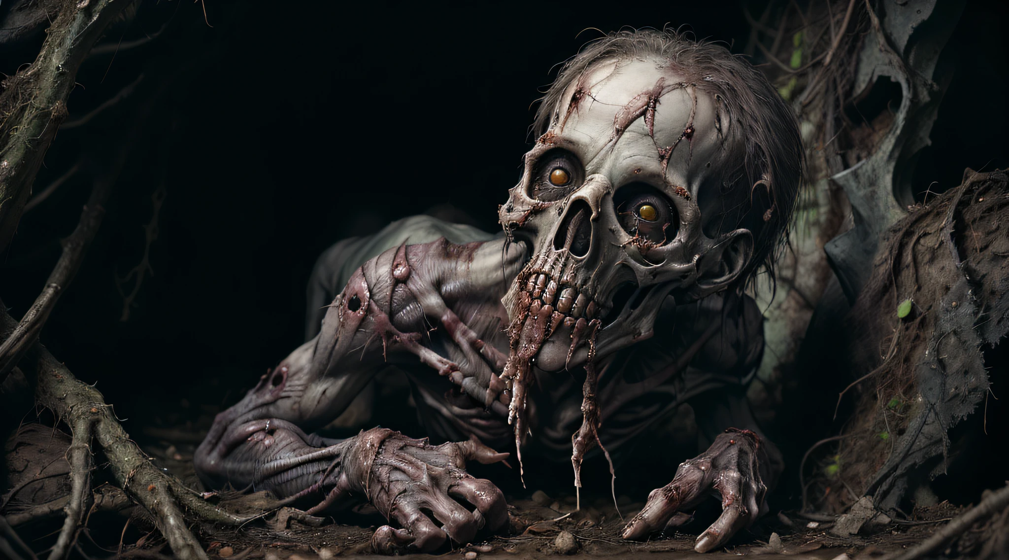 macabre spirit, entrails, crawling, 1child, Enfoque masculino, sangre, Ropa rasgada, empty eye sockets, piel verde, piel azul,