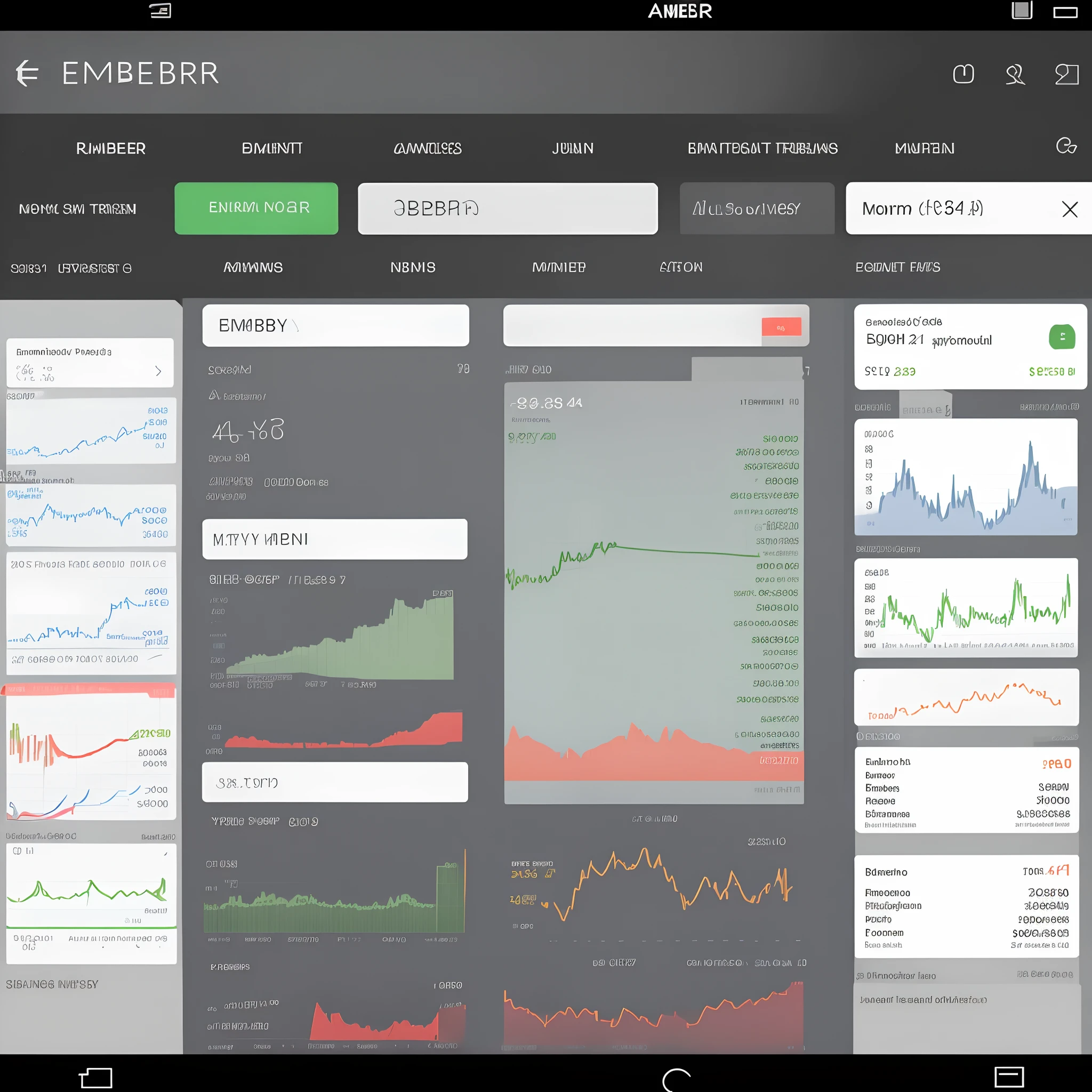 ember, Money Portfolio, Back screen with graph, exchange, Trend, higly detailed, brutal
