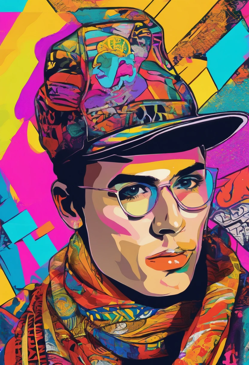 a painting of a Cristiano wearing a hat and scarf, trending in the art station, dressed in punk clothes, detailed hyper realistic rendering, british gang member, street style, intimidating pose, planet of the cats, clothes with fashion, urban samurai, meow, west slavic features, 8 1 5, animations
