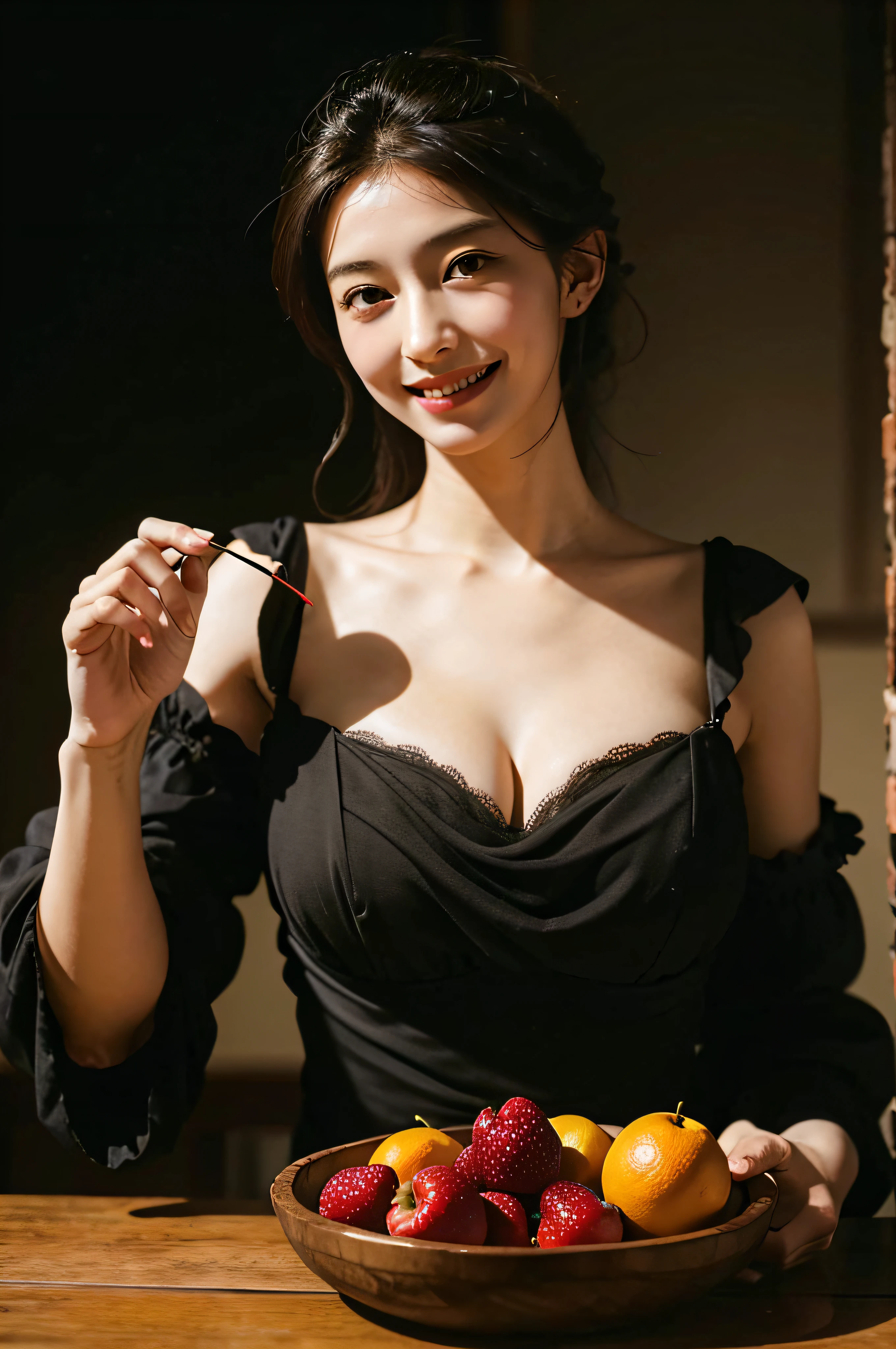femele,Pure smile, Caravaggio paintings,florals,fruits,Big breasts