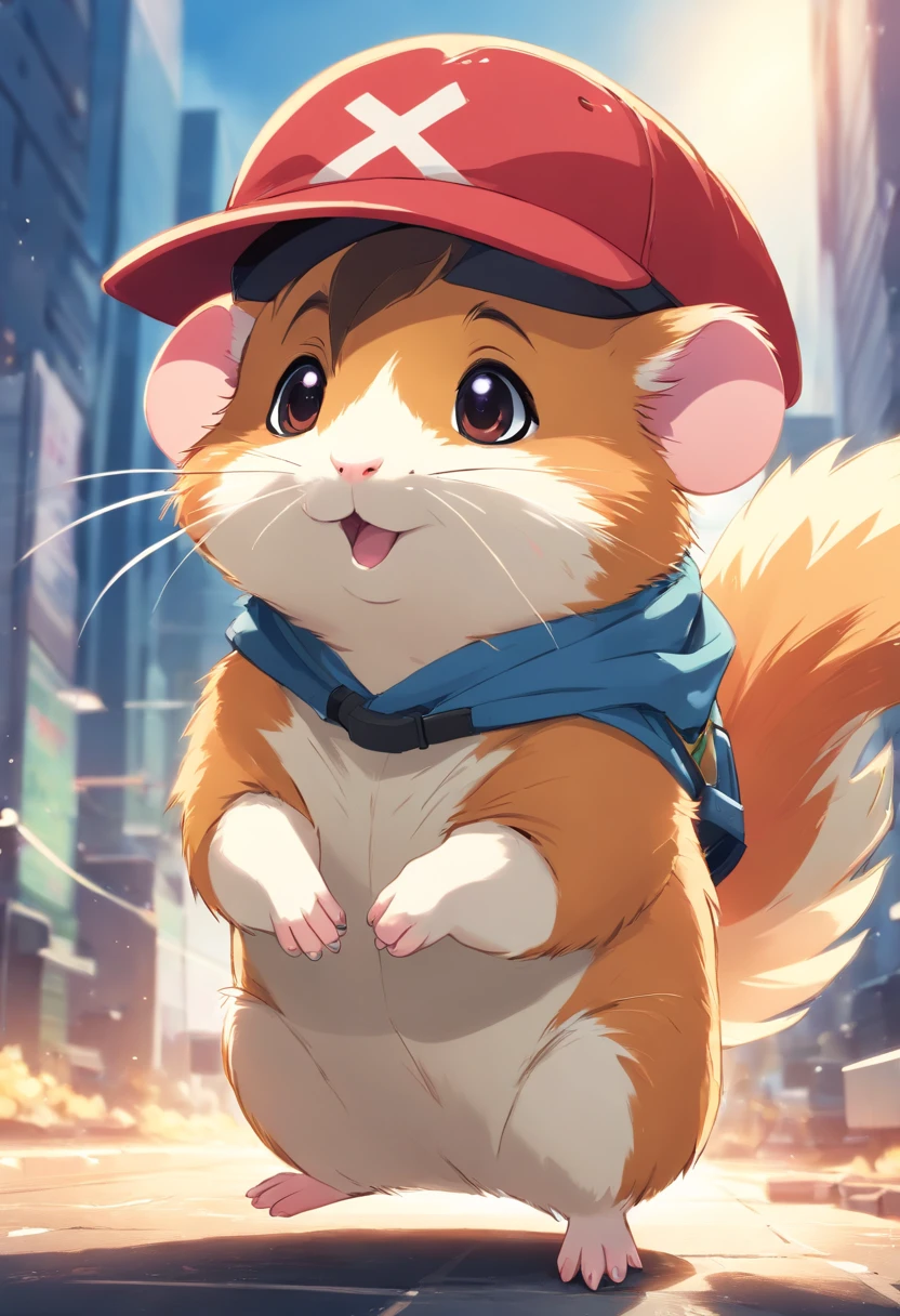 cheerful hamster dressed as Rambo