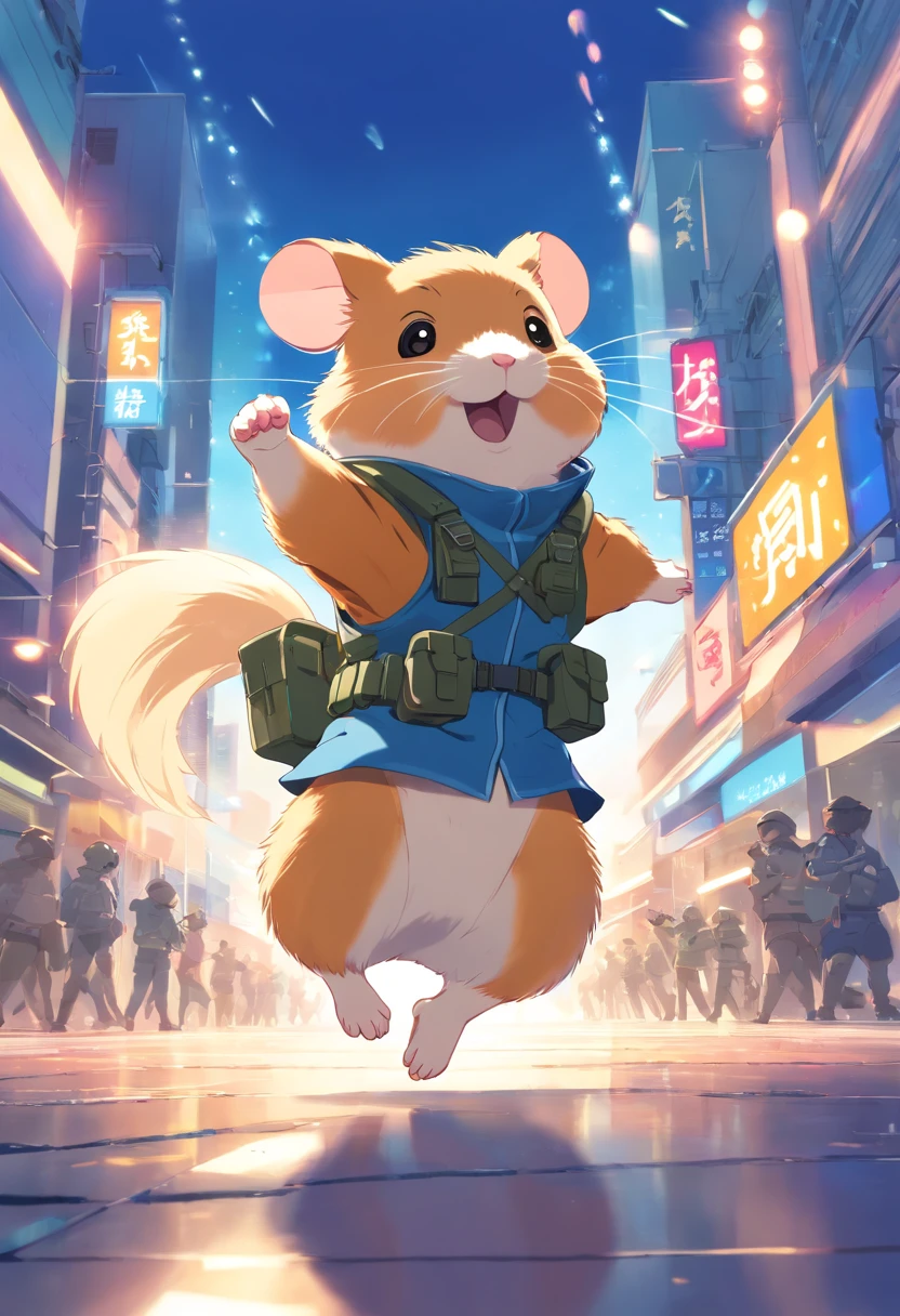 Cheerful Fighting Hamster Soldier