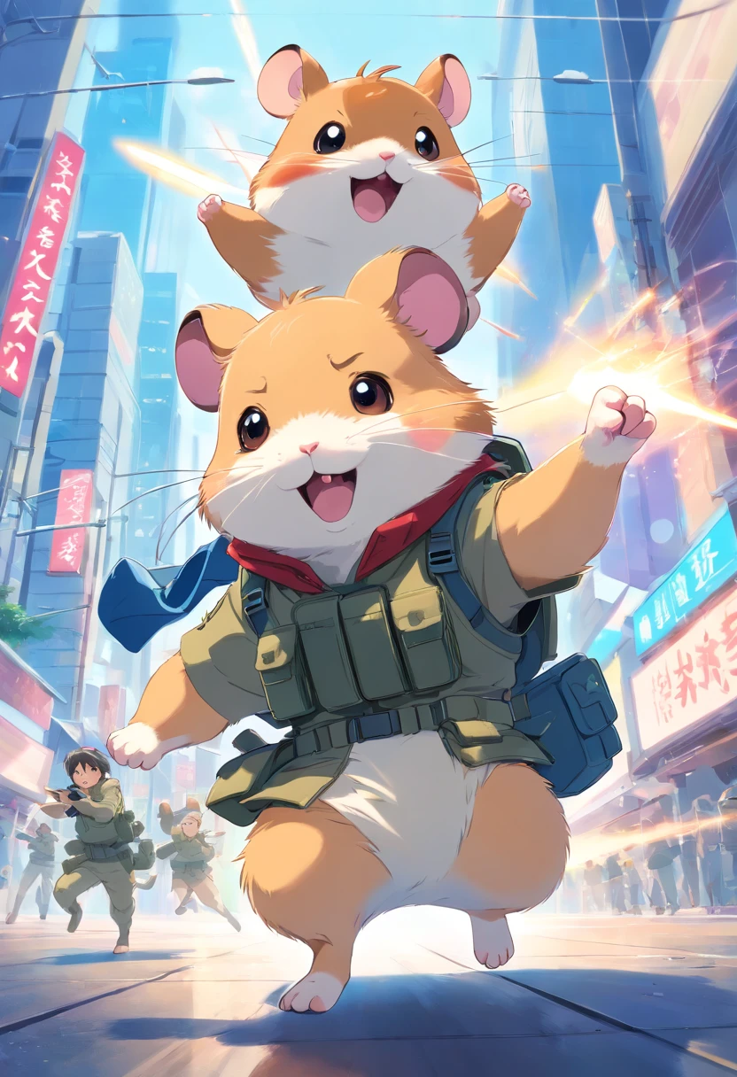 Cheerful Fighting Hamster Soldier