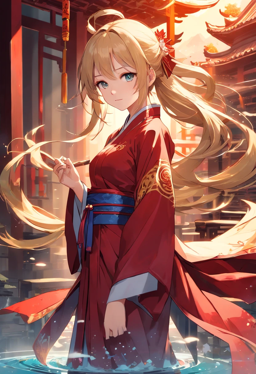 (Highly detailed CG Unity 16k wallpaper:1.1), (Denoising strength: 1.45), (tmasterpiece:1.37), (Wooden gorgeous Chinese border:1.55), (Best Quality, the Extremely Detailed CG Unity 8K Wallpapers, Ultra-detailed), (Best Illumination, Best Shadow, extremely delicate and beautiful), (inky:1.2), (GRAPHITE:0.75), (ink wash painting:1.05), (((Cat's ears、Put on a red cloak:1.3))、((Uniforms are printed with "eagles":1.3))、(( no sleeves, Wine Red Baseball Uniforms, Wine Red Baseball Cap:1.2)), ultra-sharp, BREAK, Japan schoolgirl model, 1girl in, (blondehair, Short hair, Bangs), (Blue eyes:1.15), Solo, (The character is in the center of the frame:1.1), Medium full shot, Hanfu, Taoist robes, Celestial bodies are uniform, Very long hair, (Has a small (Black:1.25) ornament detached), Beautiful detailed eyes, Black eyes, (taijitu:1.05), (Yin Yang:1.05), Ba Cave, (Bottom of bottle background:0.85), (girl surrounded by floating ink water flow:1.1), (swirls:0.01), Studio Lighting, medium breasts, (Cyan cloudy:1.15), (stratocumulus_Laminar muscle:1.1), (cirrus spissatus:1.1), (white lotus:1.1), (Detail line:0.85), god rays, spark of light, Glowing light, nffsw