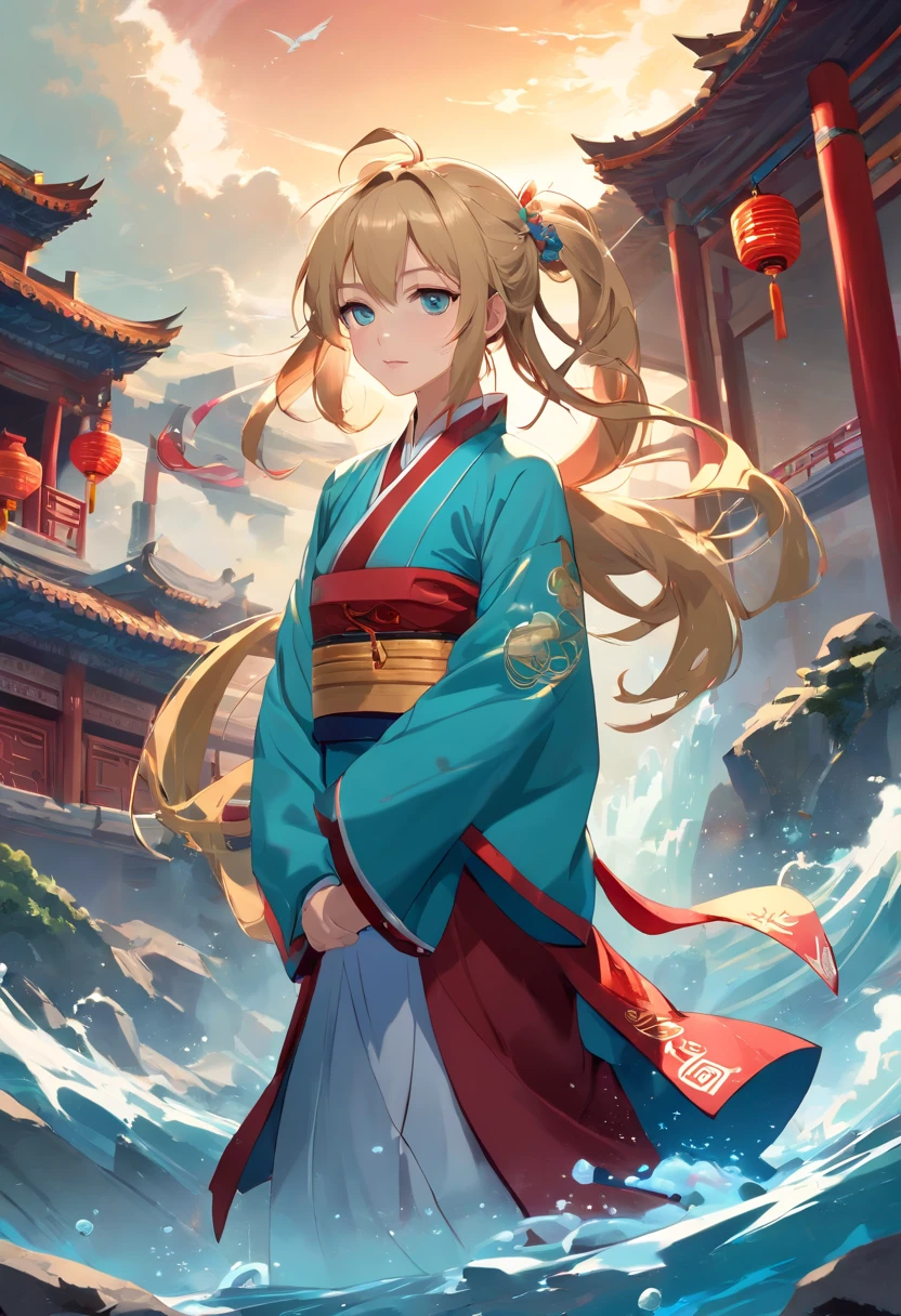 (Highly detailed CG Unity 16k wallpaper:1.1), (Denoising strength: 1.45), (tmasterpiece:1.37), (Wooden gorgeous Chinese border:1.55), (Best Quality, the Extremely Detailed CG Unity 8K Wallpapers, Ultra-detailed), (Best Illumination, Best Shadow, extremely delicate and beautiful), (inky:1.2), (GRAPHITE:0.75), (ink wash painting:1.05), (((Cat's ears、Put on a red cloak:1.3))、((Uniforms are printed with "eagles":1.3))、(( no sleeves, Wine Red Baseball Uniforms, Wine Red Baseball Cap:1.2)), ultra-sharp, BREAK, Japan schoolgirl model, 1girl in, (blondehair, Short hair, Bangs), (Blue eyes:1.15), Solo, (The character is in the center of the frame:1.1), Medium full shot, Hanfu, Taoist robes, Celestial bodies are uniform, Very long hair, (Has a small (Black:1.25) ornament detached), Beautiful detailed eyes, Black eyes, (taijitu:1.05), (Yin Yang:1.05), Ba Cave, (Bottom of bottle background:0.85), (girl surrounded by floating ink water flow:1.1), (swirls:0.01), Studio Lighting, medium breasts, (Cyan cloudy:1.15), (stratocumulus_Laminar muscle:1.1), (cirrus spissatus:1.1), (white lotus:1.1), (Detail line:0.85), god rays, spark of light, Glowing light, nffsw