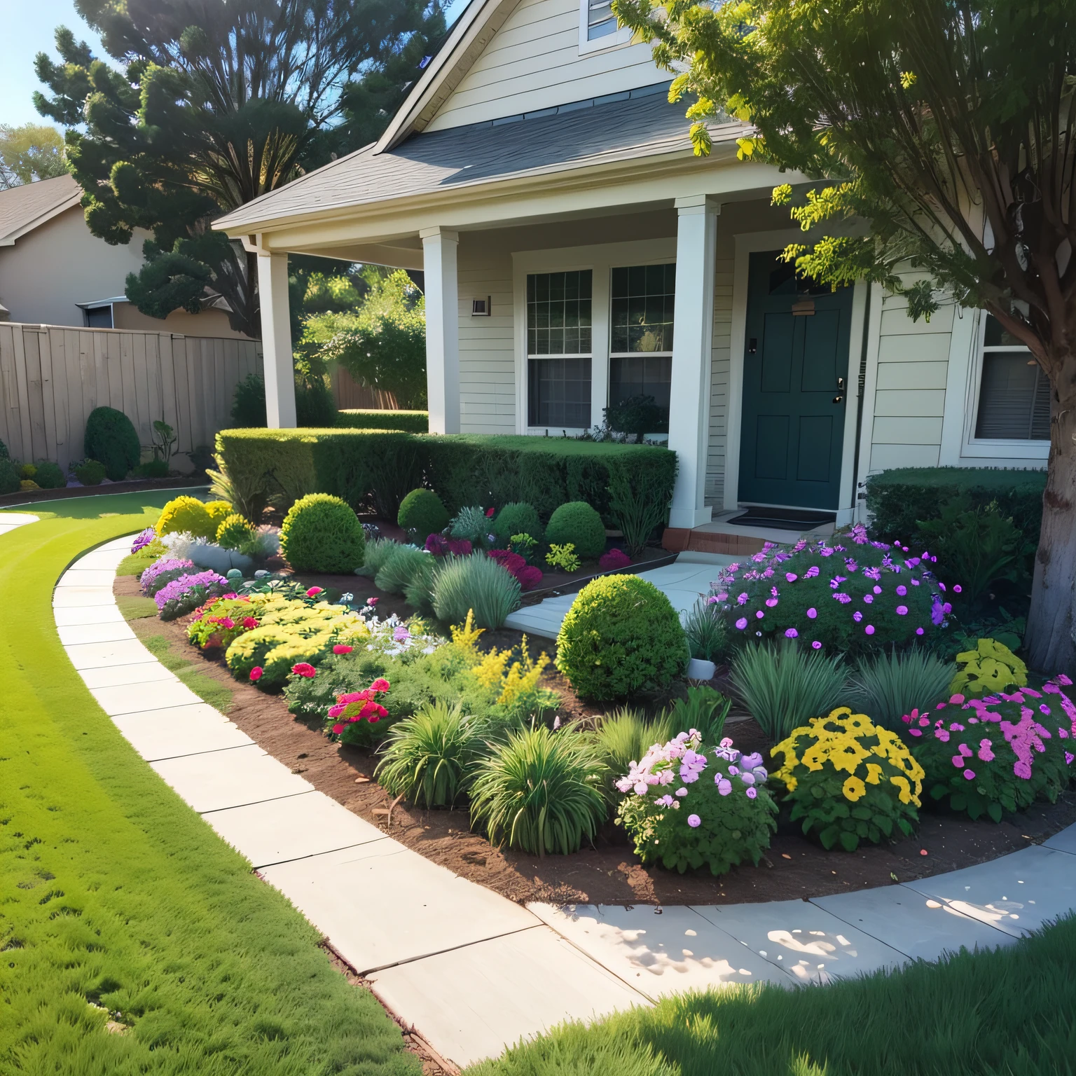 maintenance no grass front yard with Weed Control and Irrigation