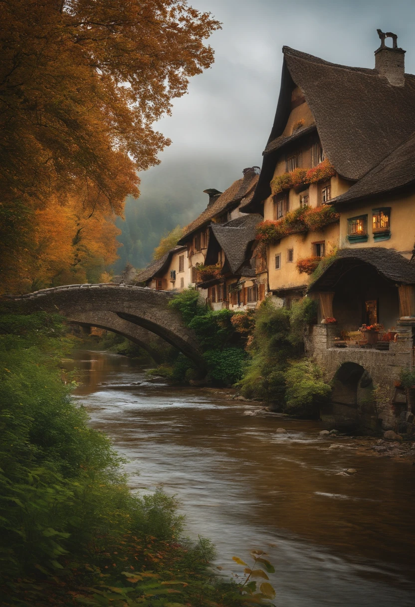 There is a village frame pure