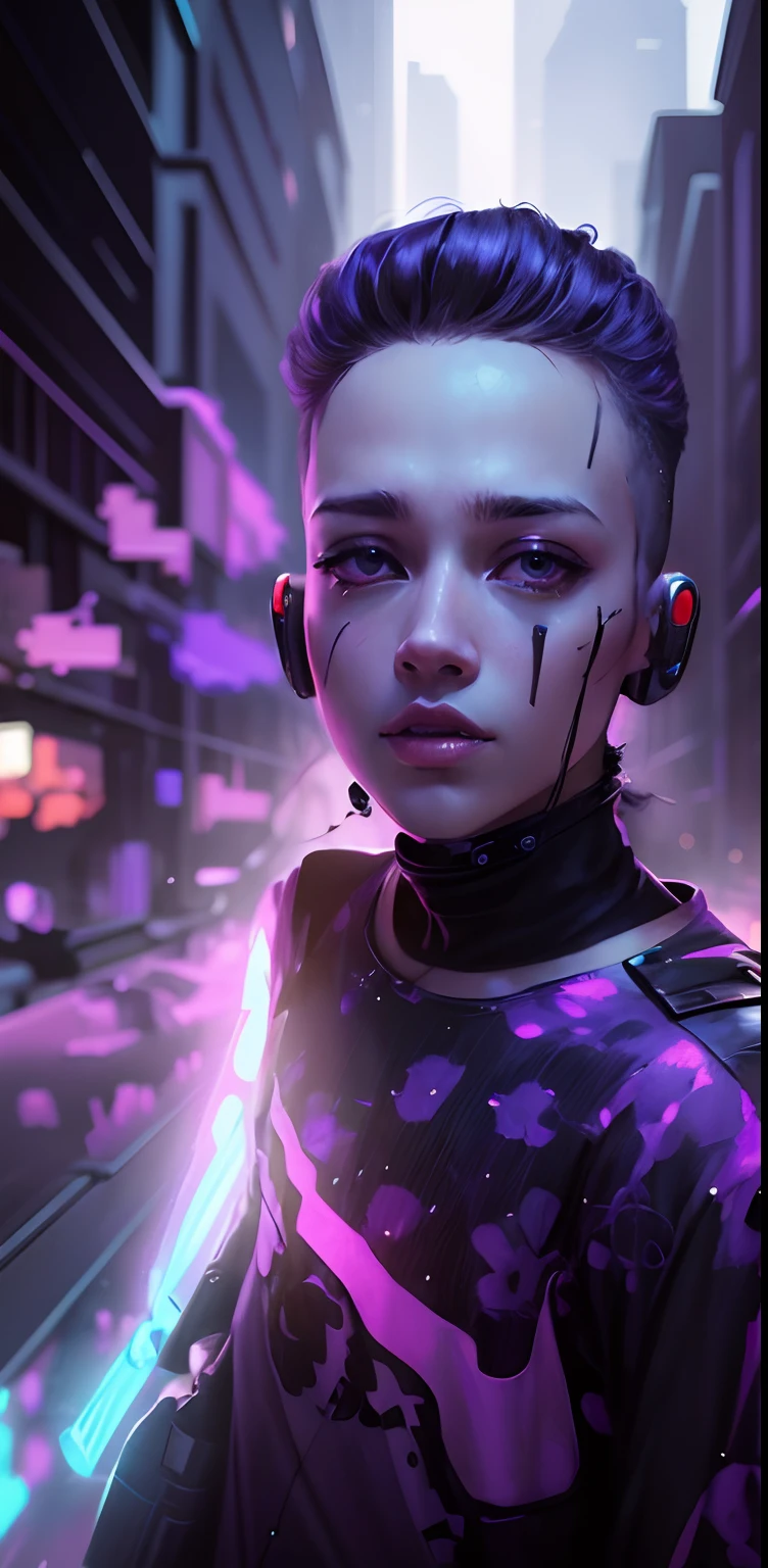 cyberpunk beautiful background, HD bold colours,boy no face change,dress cyber style