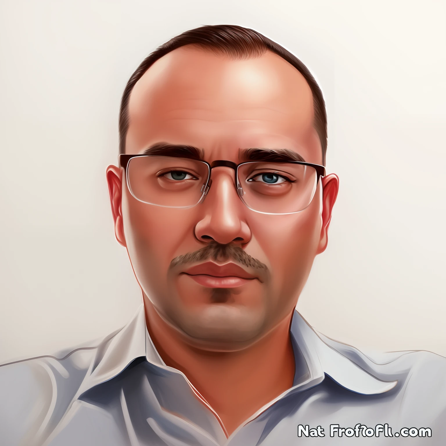 araffiction of a man with glasses and a blue shirt, nft portrait, cartoon digital painting, realistic portrait photo, digital painting highly detailed, cartoon portrait, detailed portrait, digital matt painting, digital illustration portrait, digitalportrait, realistic studio portrait, 2d portrait, digtial painting, digital portrait, digital cartoon painting art, digital art portrait, portrait digital art