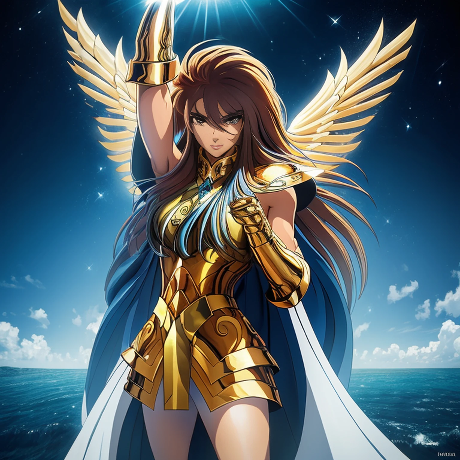 8k, ultra detalhado, master part, melhor qualidade, (extremamente detalhado), Arafed, arte dnd, scenic view, corpo inteiro, Aasimar sorceress casting a flaming spell, Aasimar, female, (Obra-prima 1.3, Detalhes intensos), female, feiticeira, Casting Flaming Spell (Obra-prima 1.3, Detalhes intensos) grandes asas angelicais, Open Blue Angelic Wings (Obra-prima 1.3, Detalhes intensos), magical fantasy background (Obra-prima 1.5, Detalhes intensos), lua, Estrelas, nuvem, vestindo manto branco, Capa roxa, flowing robe (Obra-prima 1.3, Detalhes intensos), Botas de salto alto (Obra-prima 1.3, Detalhes intensos), armado com pessoal, red hair, olhos verdes, olhos intensos, Feminino, Face Ultra Detalhada, (Obra-prima 1.5, melhor qualidade), anatomicamente correto (Obra-prima 1.3, Detalhes intensos), face determinada, Luz Divina, Cinematic lighting, luz suave, silhueta, fotorrealismo, scenic view (Obra-prima 1.3, Detalhes intensos) , Wide-Angle, Ultra-Grande Angular, 8k, Altas, melhor qualidade, Detalhes altos @Vlademir Bernardes
