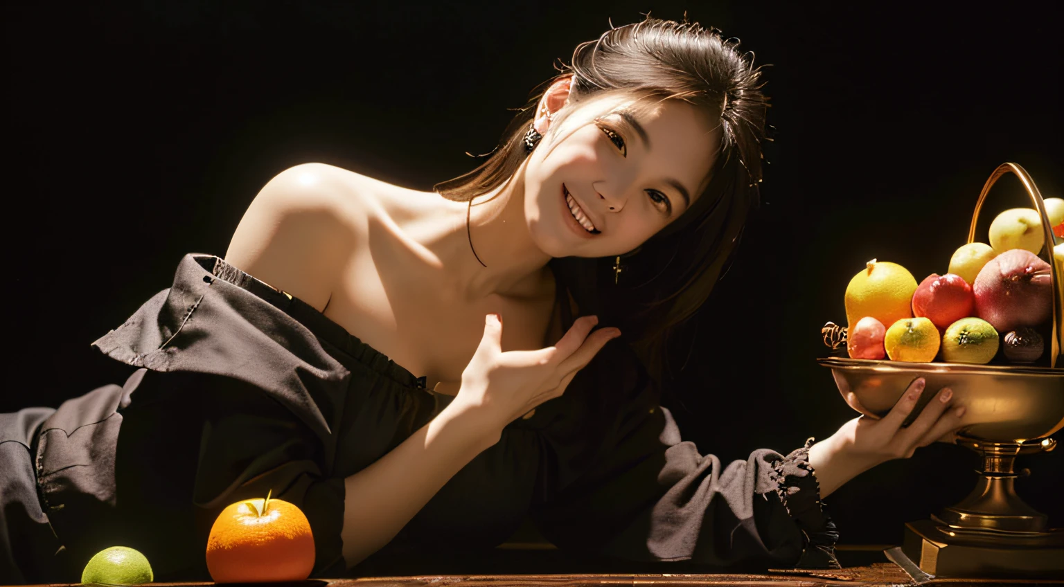femele,Pure smile, Caravaggio paintings,florals,fruits,Big breasts,Astronomical machines