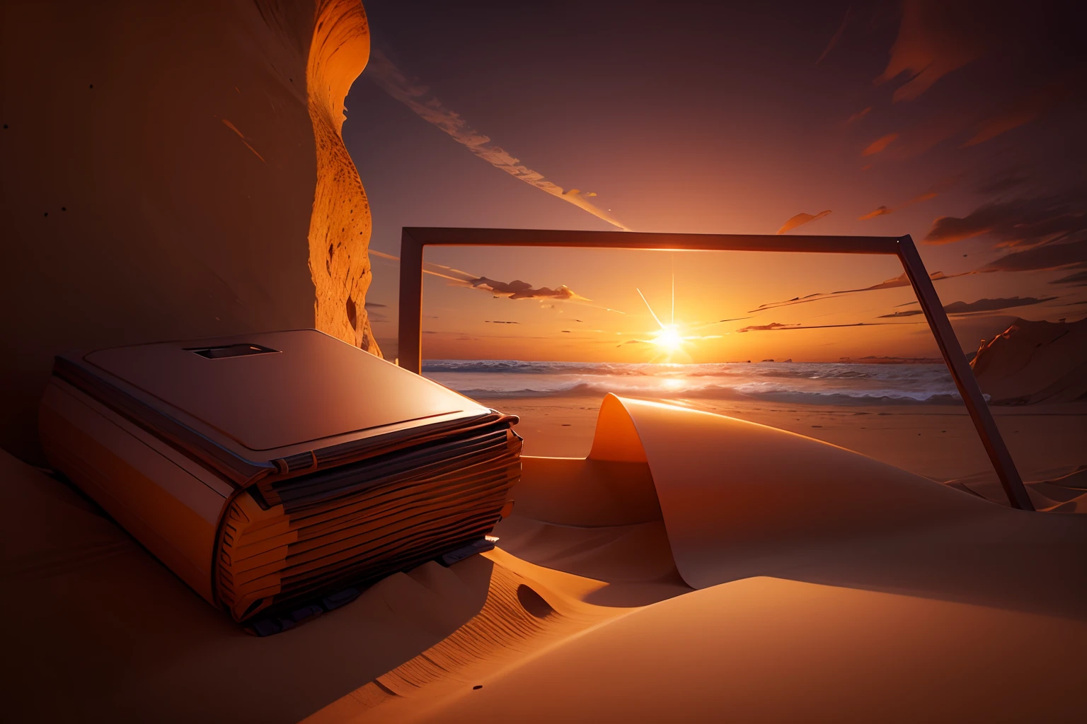 Change the background into dune. sunset, product photography