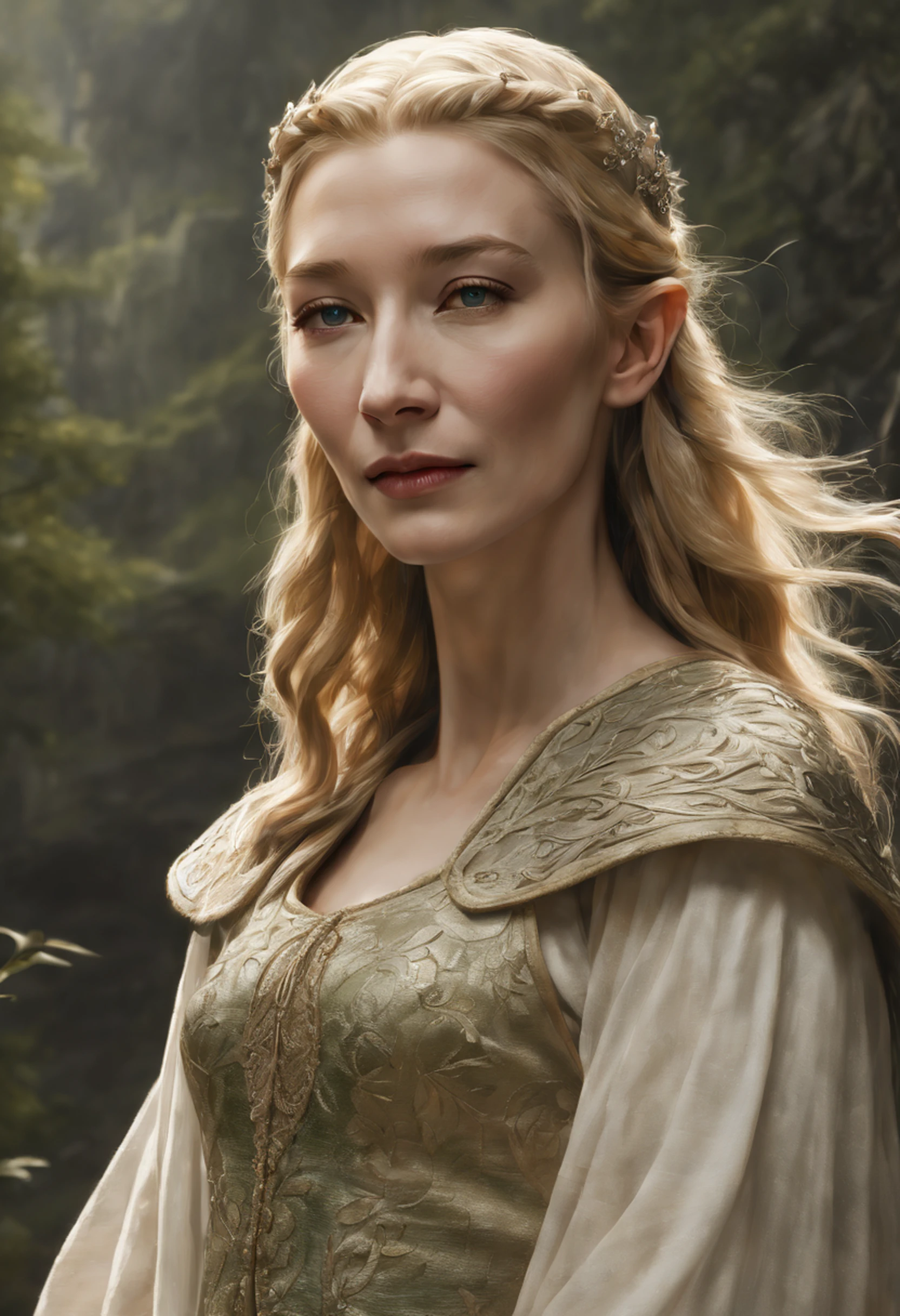 ((Cate Blanchett), (Galadriel)),  estilo modelshoot, Parece Keira Knightley, (extremamente detalhado CG unidade 8k papel de parede), foto corporal completa da obra de arte mais bonita do mundo, Bruxa medieval inglesa, Vale Verde, pearl skin,coroa de ouro, ouros, Plano de fundo detalhado com arquitetura medieval, professional majestic oil painting by Ed Blinkey, Atey Ghailan, ghibli studio, Directed by: Jeremy Mann, Greg Manxadinho, Antonio Moro, trending on ArtStation, trending in cgsociety, intrincado, High detail, foco nítido, Dramatic, Arte de pintura fotorrealista de Midjourney e Greg Rutkowski