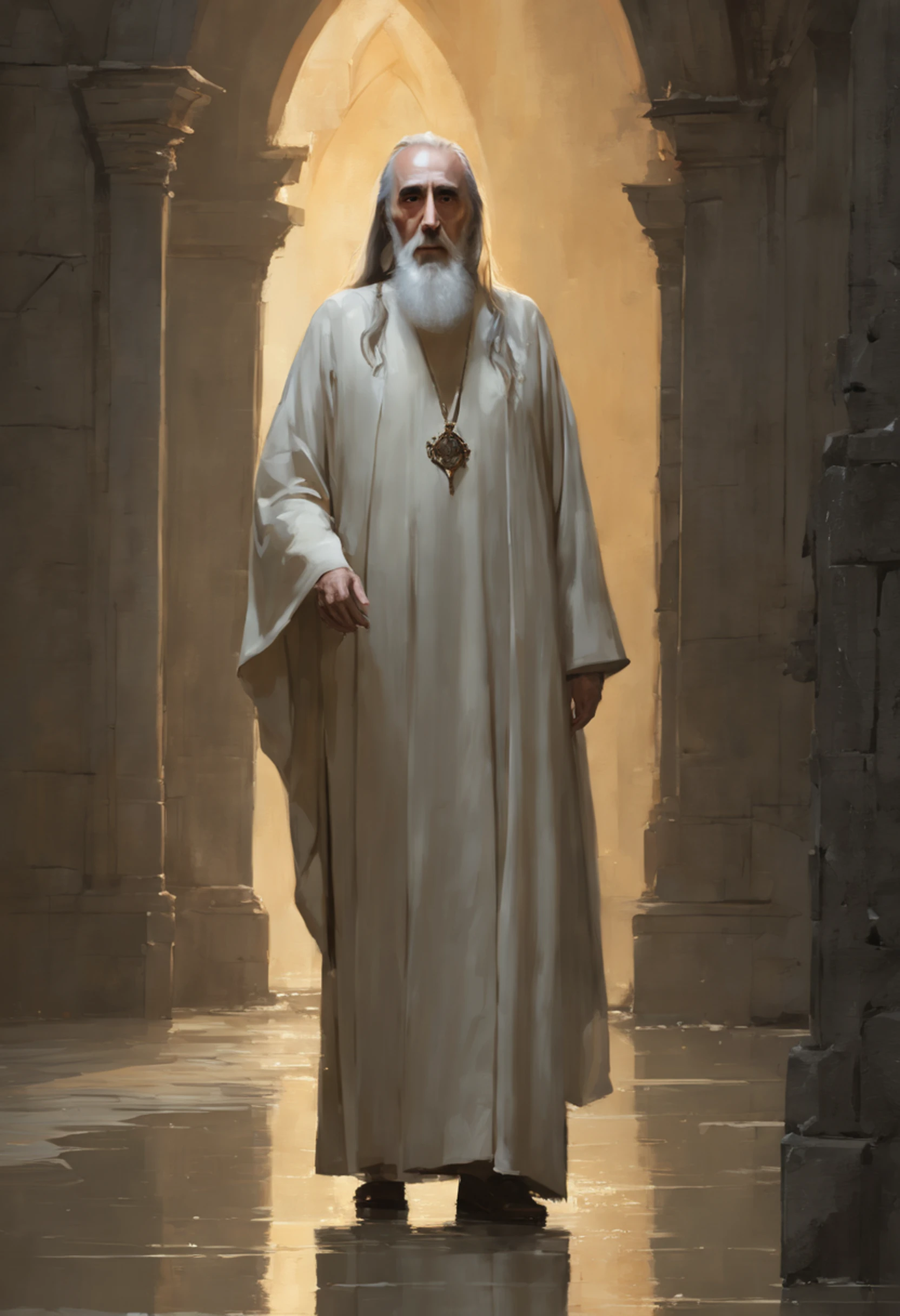 ((Christopher Lee .... Saruman)), estilo modelshoot, Parece Keira Knightley, (extremamente detalhado CG unidade 8k papel de parede), foto corporal completa da obra de arte mais bonita do mundo, Bruxa medieval inglesa, Vale Verde, pearl skin,coroa de ouro, ouros, Plano de fundo detalhado com arquitetura medieval, professional majestic oil painting by Ed Blinkey, Atey Ghailan, ghibli studio, Directed by: Jeremy Mann, Greg Manxadinho, Antonio Moro, trending on ArtStation, trending in cgsociety, intrincado, High detail, foco nítido, Dramatic, Arte de pintura fotorrealista de Midjourney e Greg Rutkowski