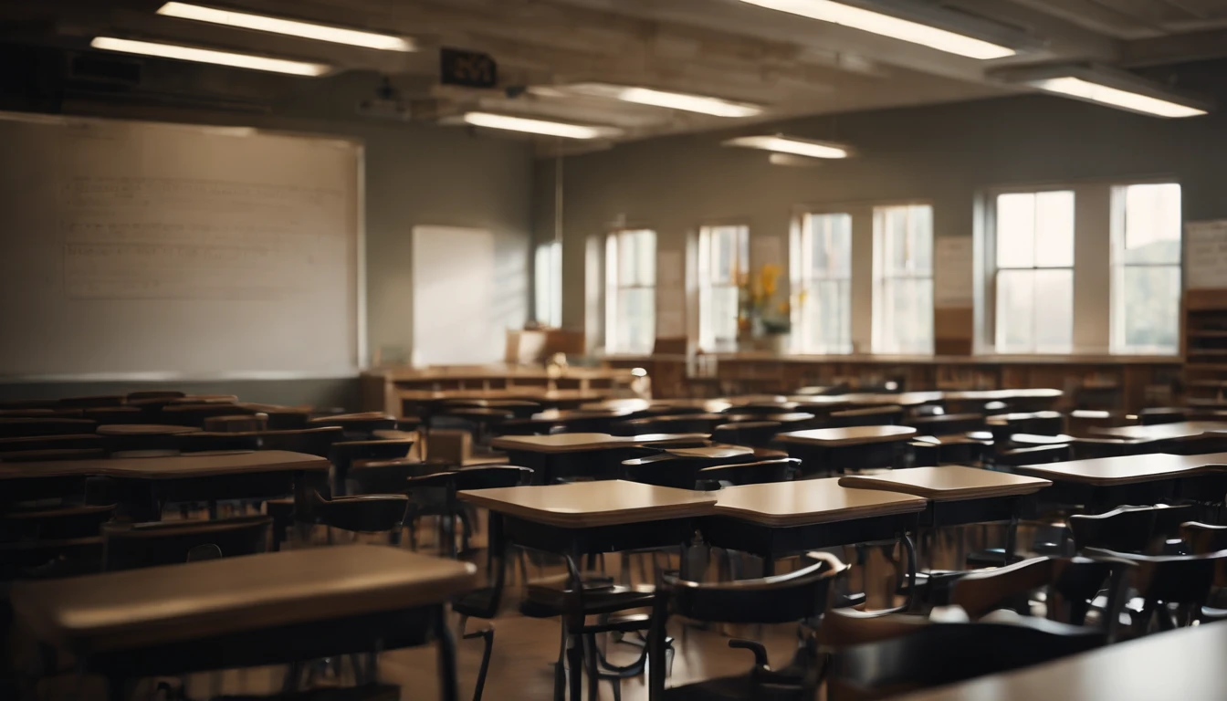 schools、In class、Unsupervised、Blackboard and classroom: In the background of the photo、It has a typical classroom atmosphere.、The blackboard will be placed in a prominent position。On the blackboard、It may have educational messages or diagrams written on it。 Pupils: Students are dressed in educational clothes