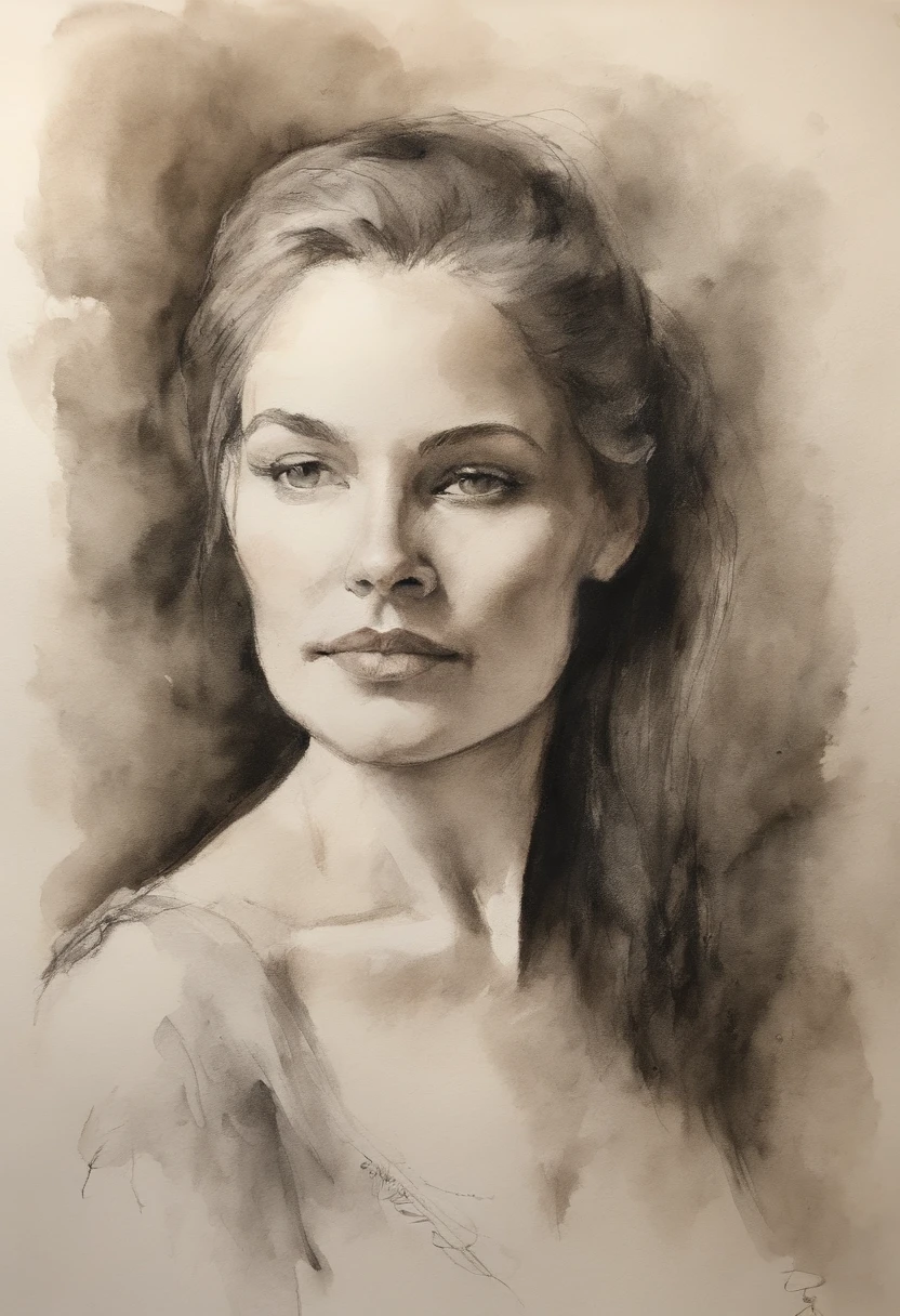 a pencil sketch of a woman , a charcoal drawing by William Twigg-Smith, CGSetnação, Arte figurativa, charcoal drawing, Pencil sketch, dynamic pose, andando