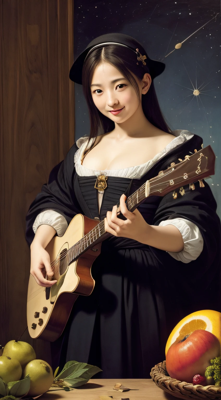 Guitar Playing,Math,astronault,Astronomical machines,femele,Pure smile, Caravaggio paintings,florals,fruits,Big breasts