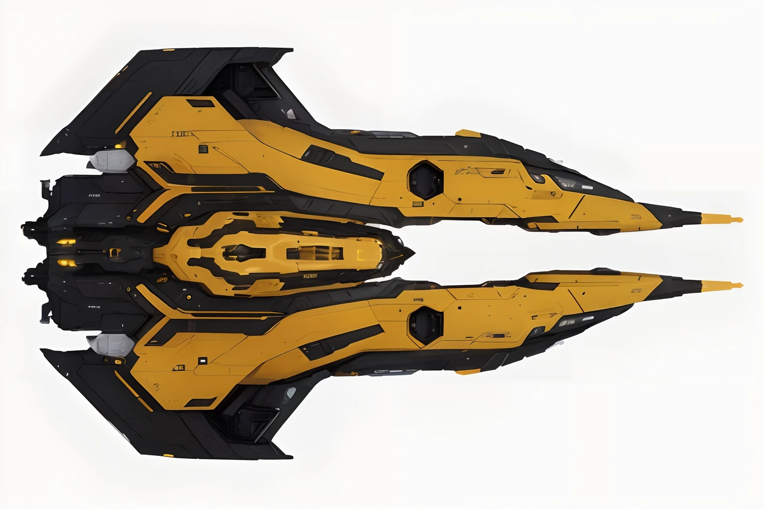 Spaceship, Stellaris graphics, yellow and black color themed, create variant