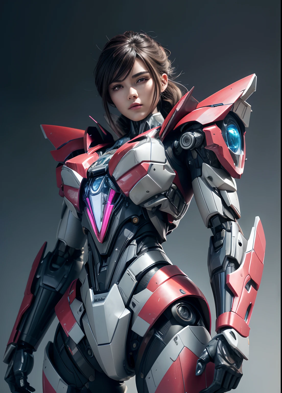 Textured skin, Super Detail, high details, High quality, Best Quality, hight resolution, 1080p, hard disk, Beautiful,(Arcee),beautiful cyborg woman,Mecha Cyborg Girl,Battle Mode,Girl with a Mecha Body,She wears a futuristic Transformers mech,Fulll body Shot