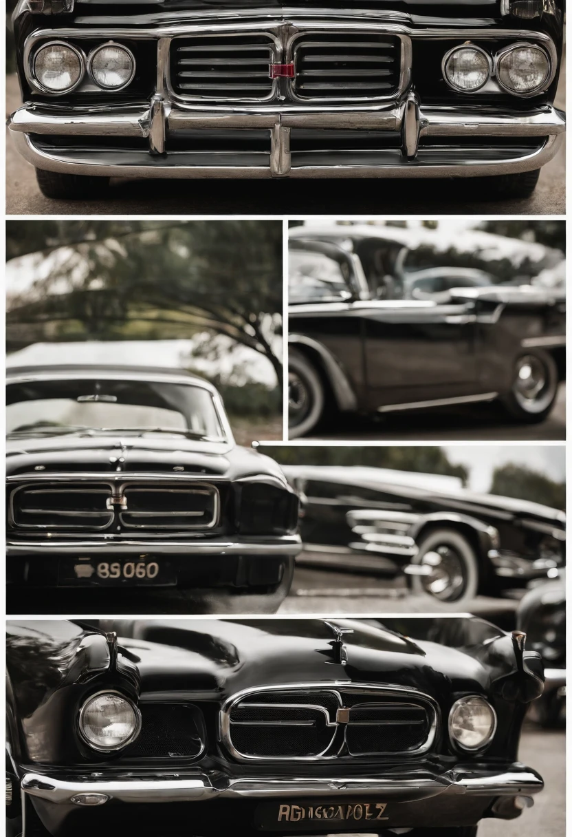 Beautiful sophisticated car，1960s design，Black Color，4-seater，