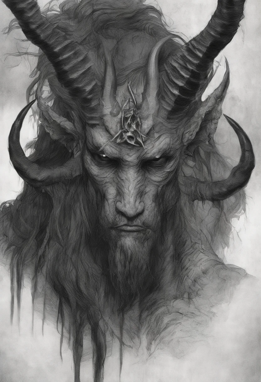 Close-up of a man with a goat's head and long hair, Frank Dillane as a satyr, satyr, a minotaur wolf, The concept of the beastman, Portrait of the Minotaur, hyper realistic fantasy monster, with horns, realistic creature concept, Portrait of a werewolf, hyperdetailed fantasy character, Male Centaur Centaur Chimeras, God with horns