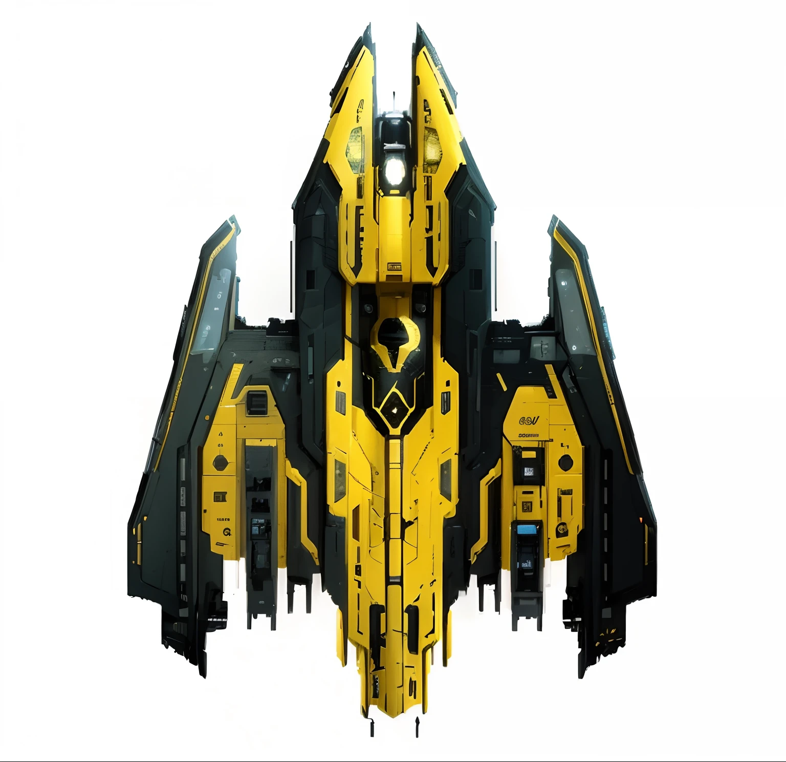 Spaceship, Stellaris graphics, yellow and black color themed, create variant