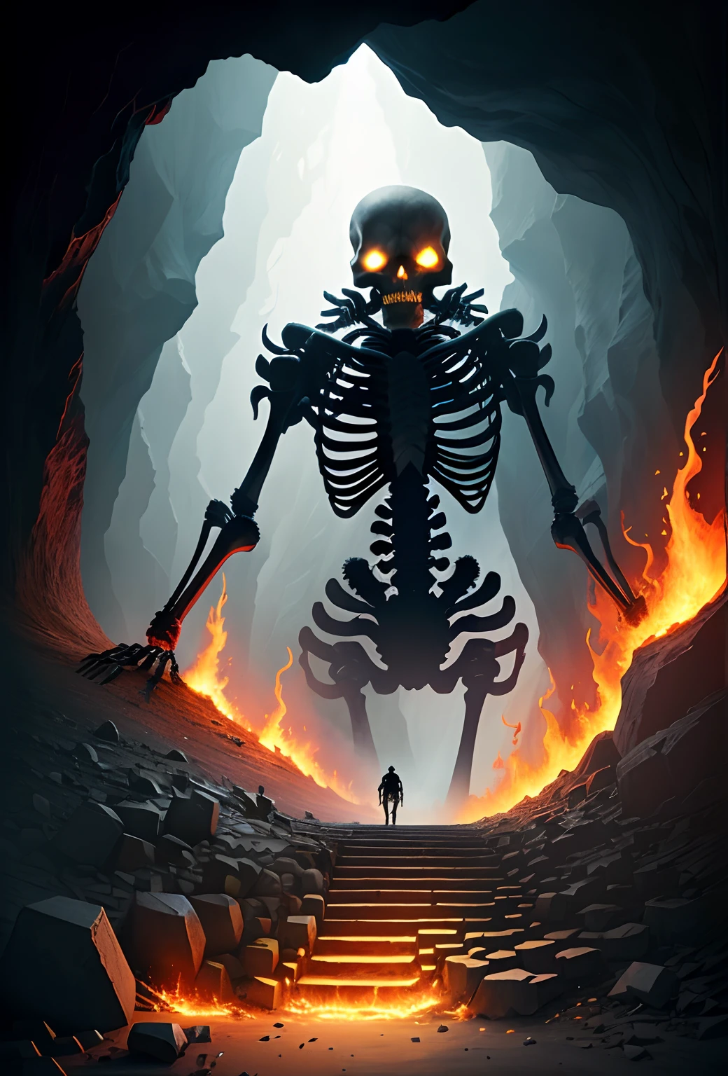 (masterpiece, top quality, best quality, official art, beautiful and aesthetic:1.2),(1other:1.3),extreme detailed,colorful,highest detailed ((ultra-detailed)),(highly detailed CG illustration),cinematic light,solo,fantasy,<lora:RPGSkeleton:0.9>,(skeleton:1.2),scarf,(full body:1.5),(character focus),<lora:locon_flmngprsn_v1_from_v1_64_32:1.2>,(flmngprsn:1.3),(flmngprsn burning:1.4),(flmngprsn immolation:1.2),(flmngprsn flames:1.3),