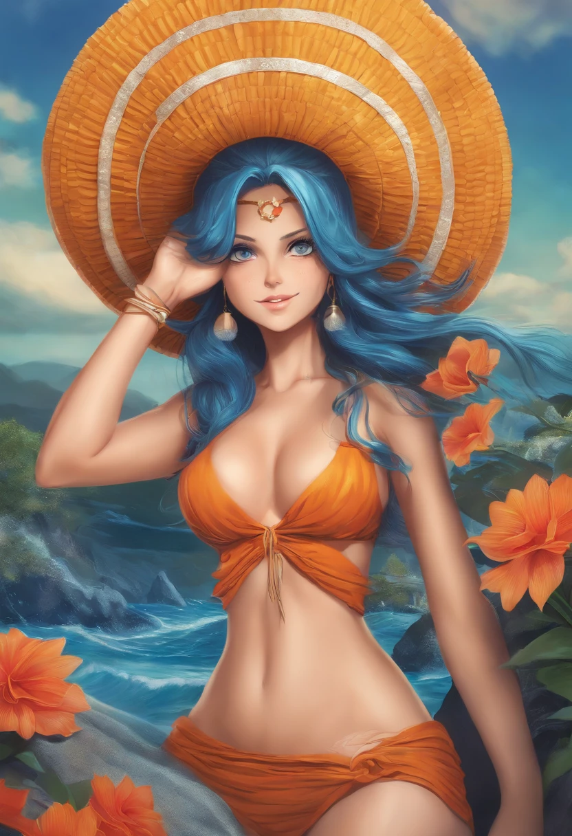 nami one piece, topless