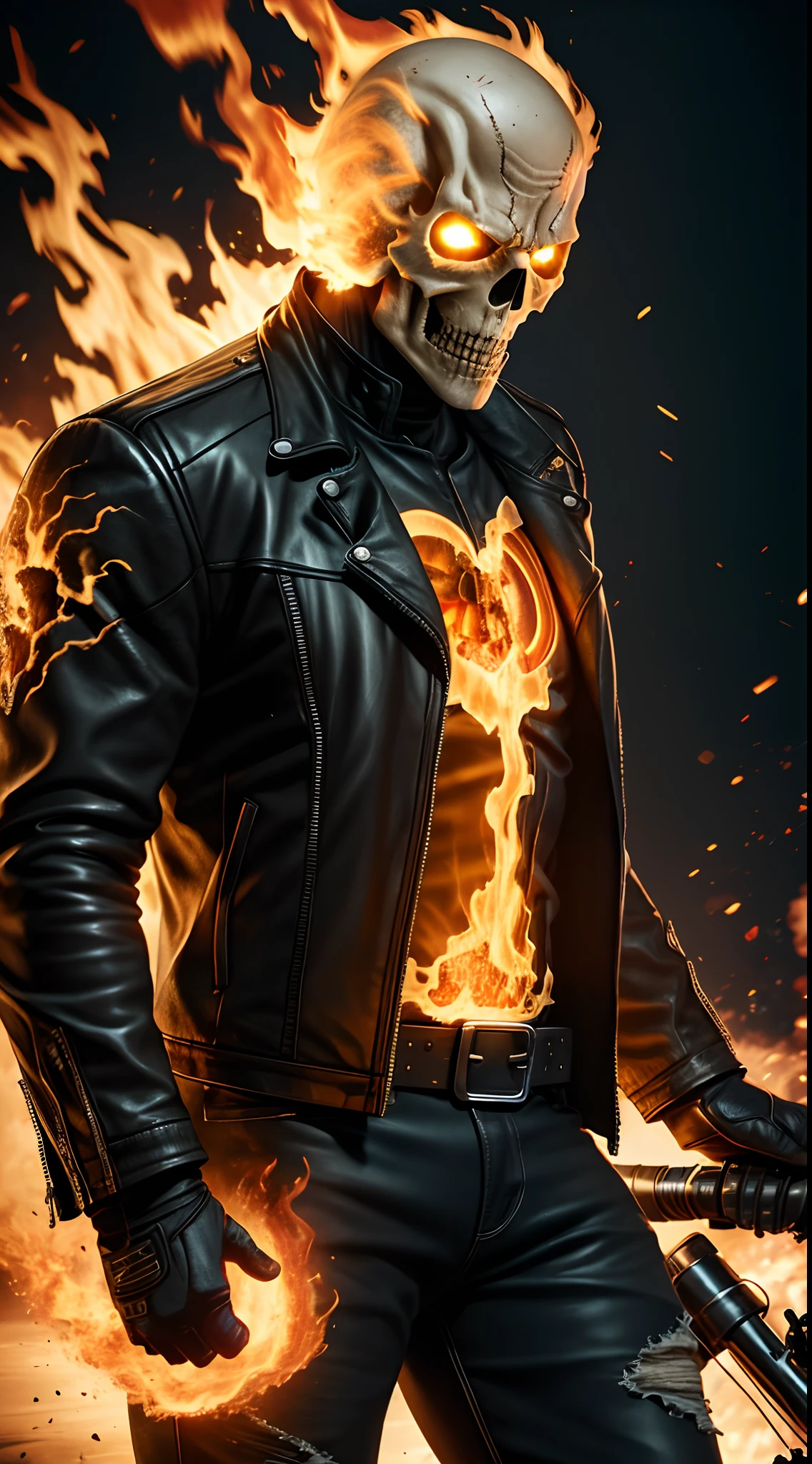 Ghost Rider Marvel , 35mm lens, photography, ultra details, HDR, UHD,8K