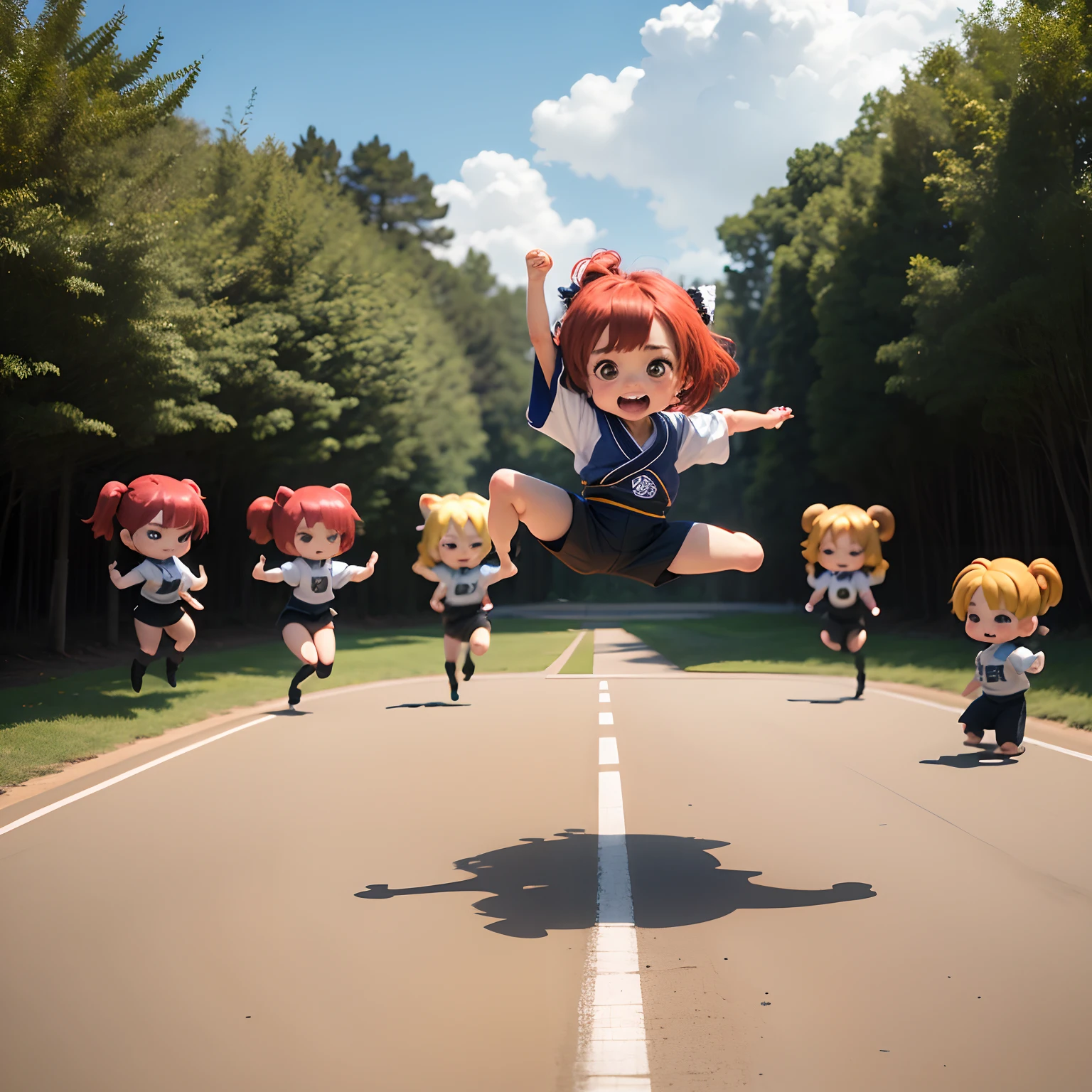 masterpiece、top-quality、ultra-detailliert、(Chibi Chara:1.2)、field day、Set gymnastics(kumi taiso:1.1),Hachimaki、For the whole body、It's fun, isn't it?