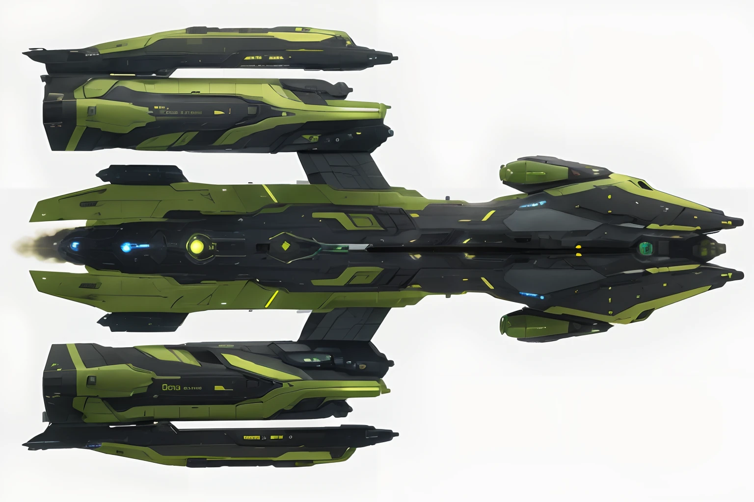 Spaceship, Stellaris graphics, yellow and lime green color themed, create variant