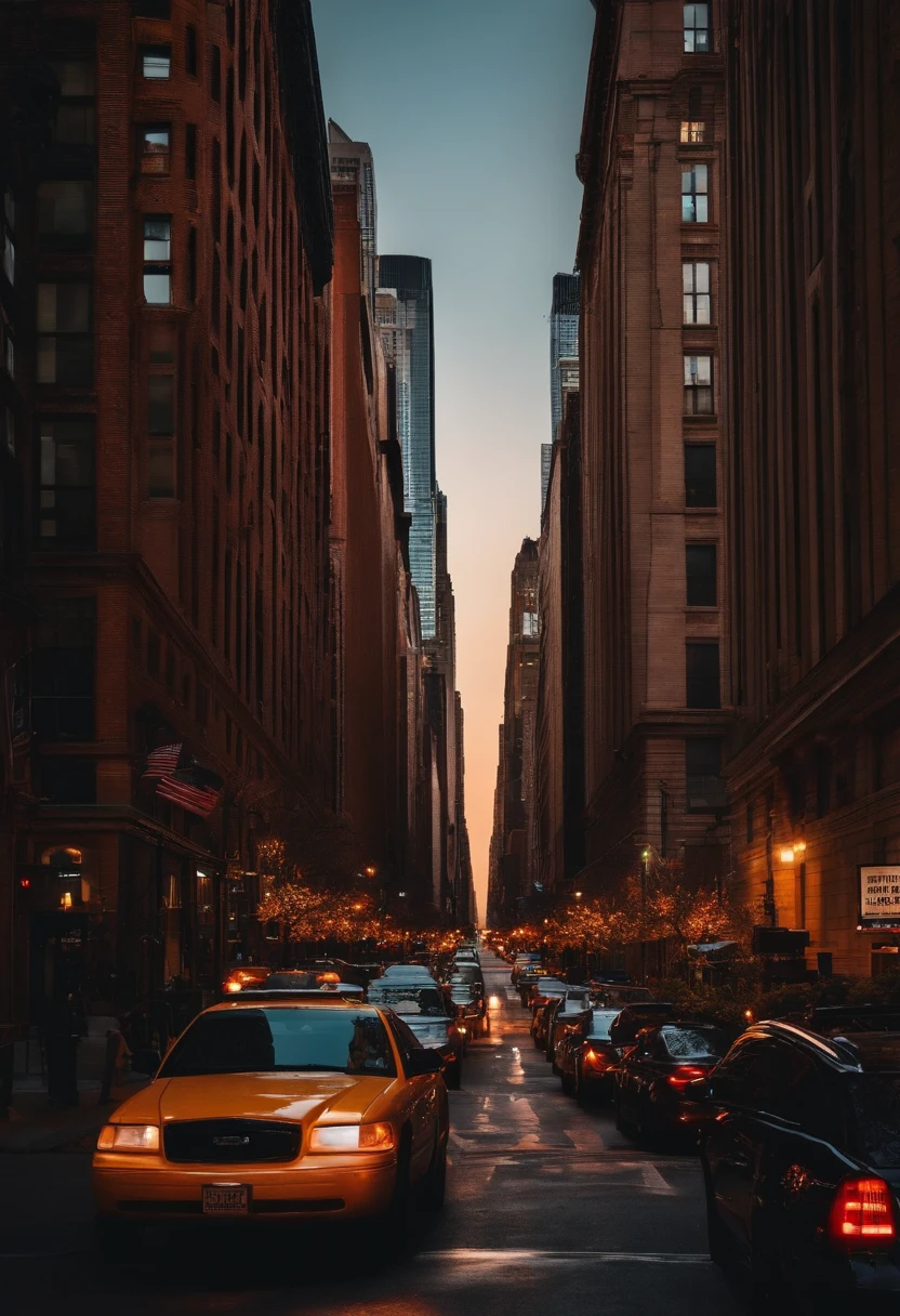 paysage new yorkais vu du sol vers buildings, photo instagrammeuse, ultra realist, Meticulously detailed