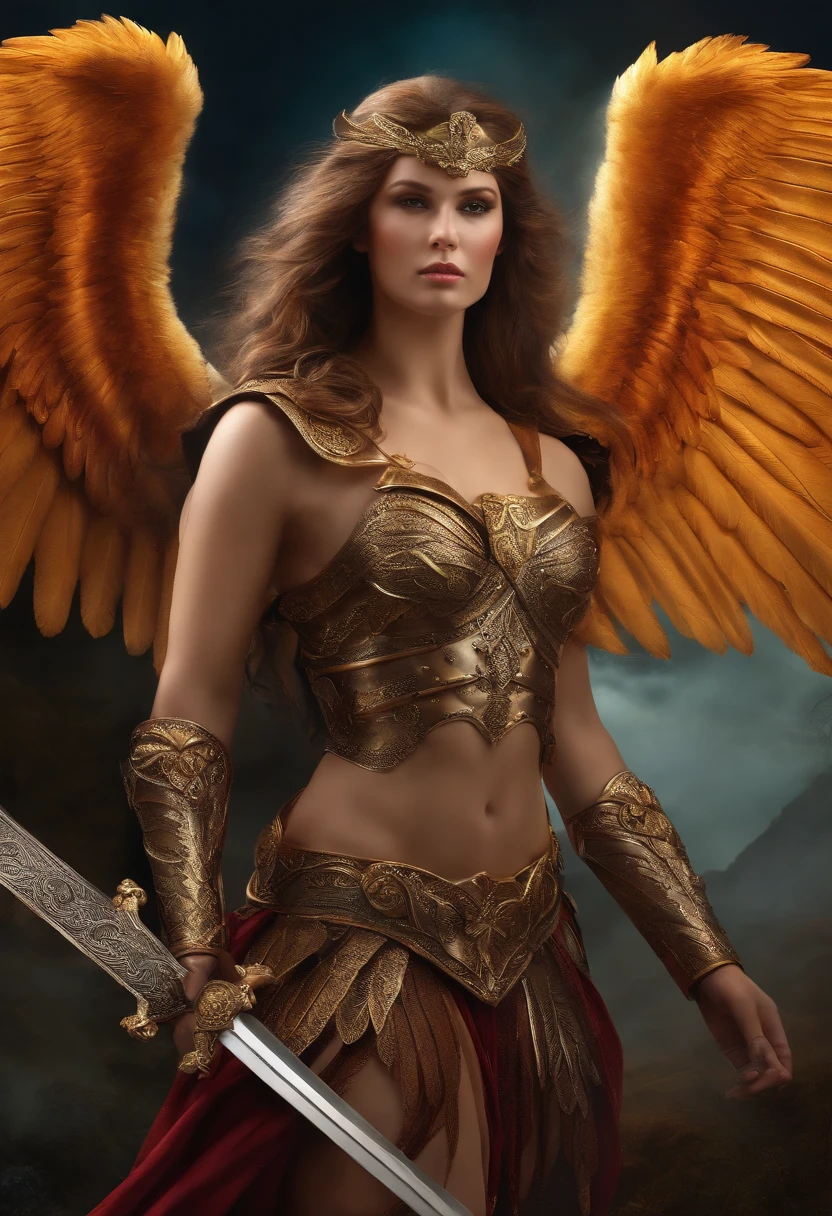 warrior angel with sword and wings