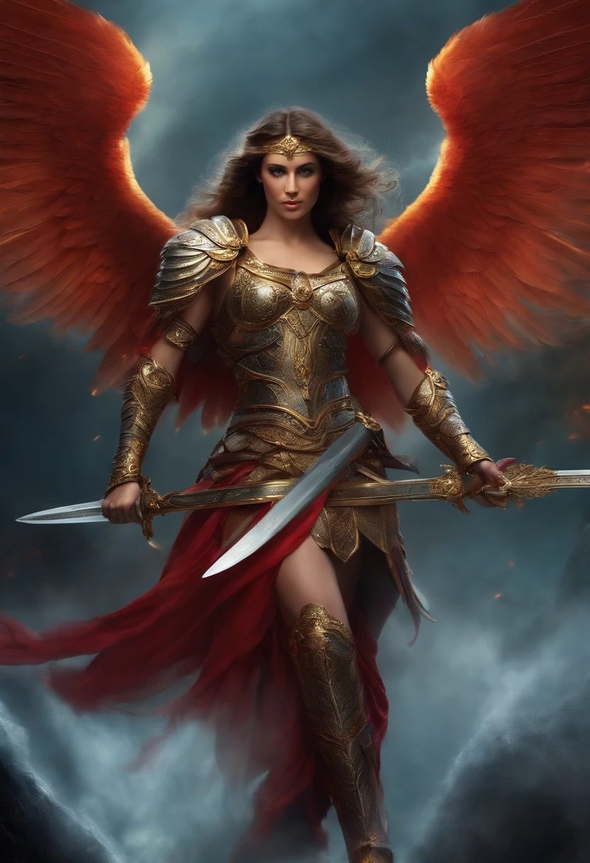 warrior angel with sword and wings