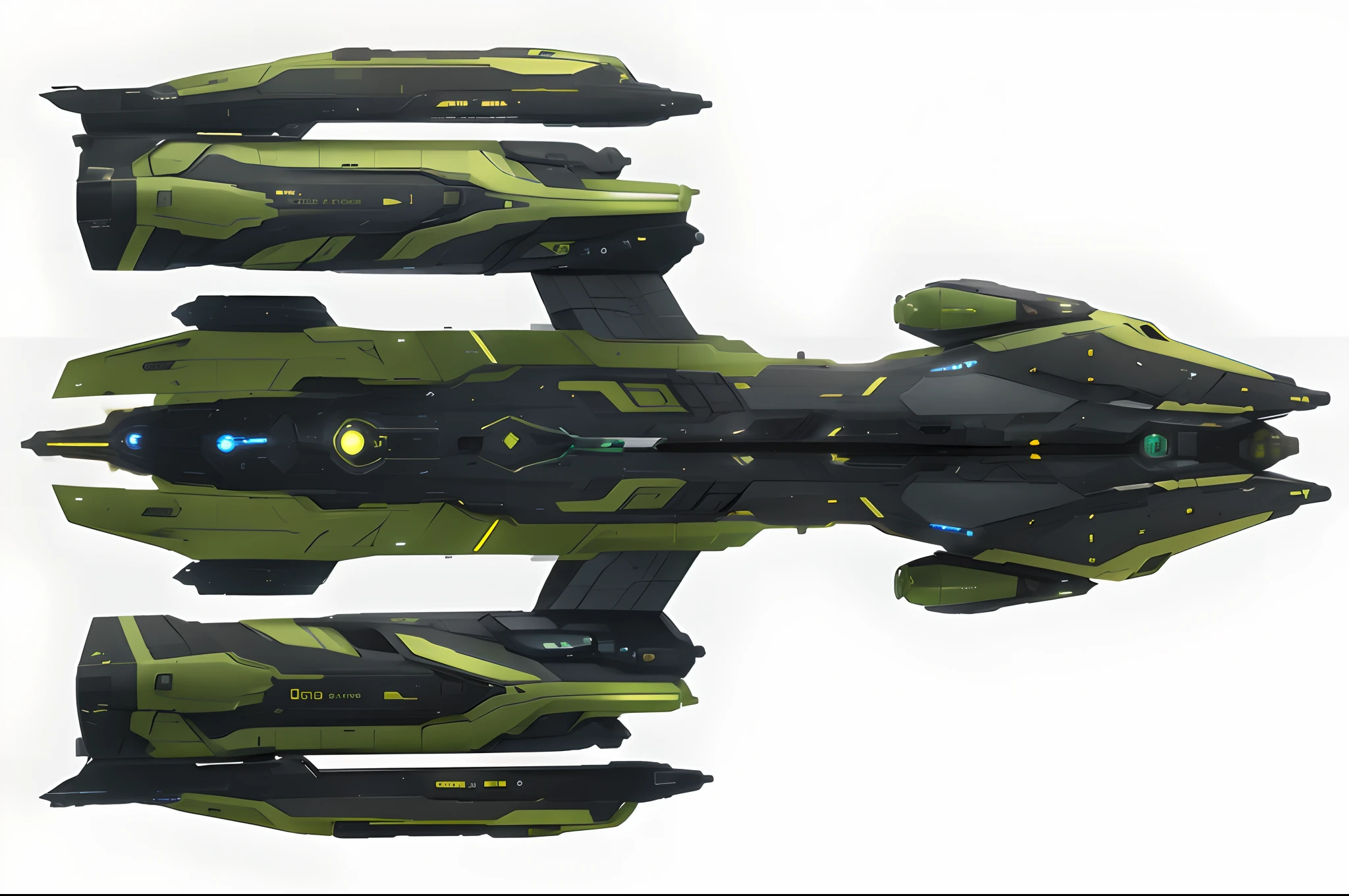 Spaceship, Stellaris graphics, yellow and black color themed, create variant