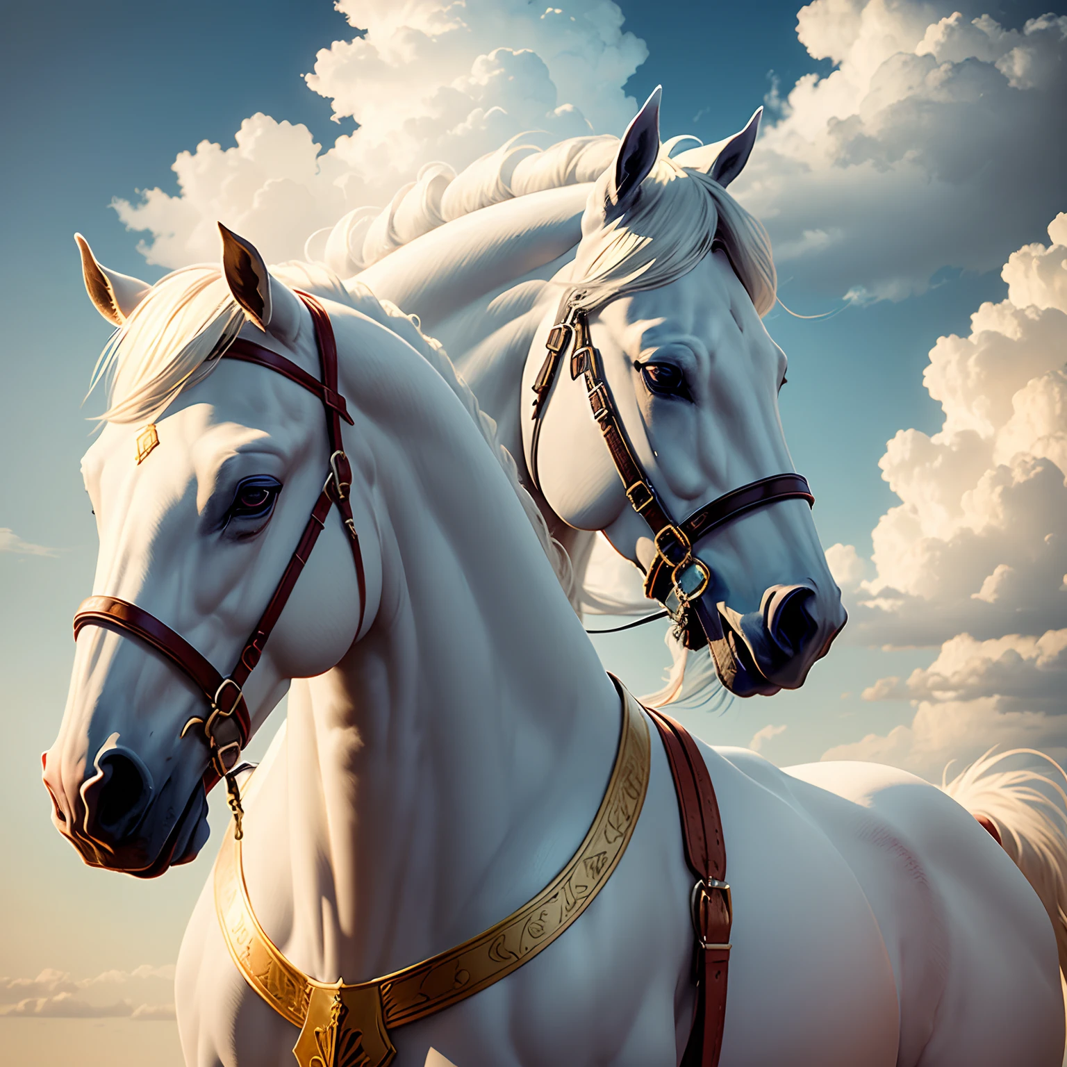 White Horse ,In the white clouds,with a golden bridle